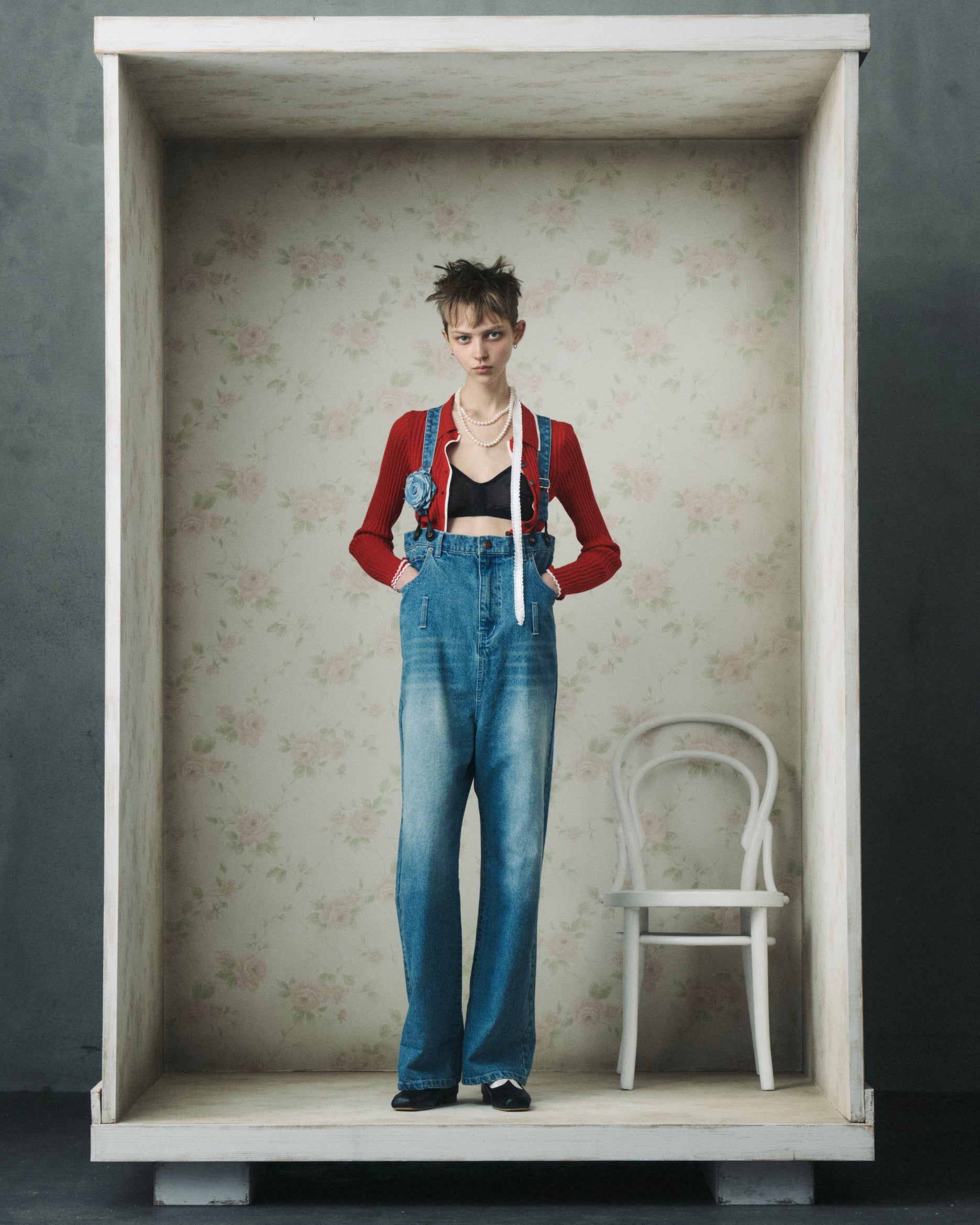 BIBIY. SUSPENDER ROSE DENIM