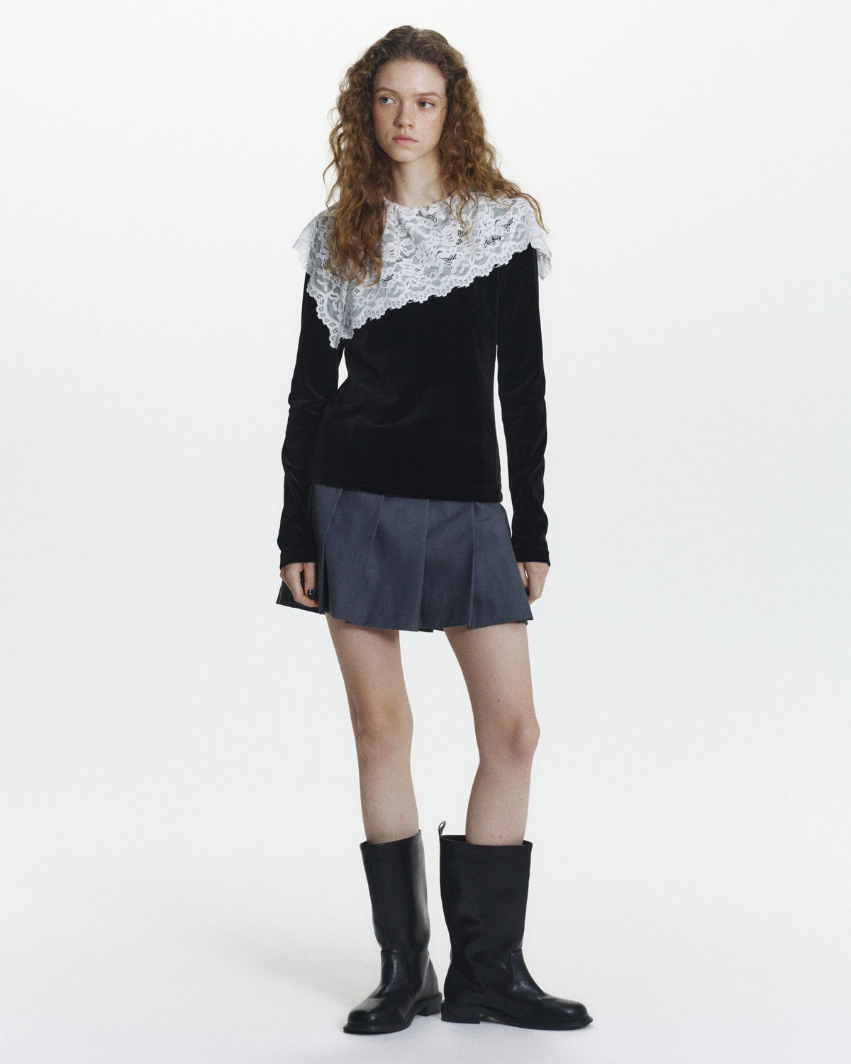 SABRINA LACE VELOUR TOP