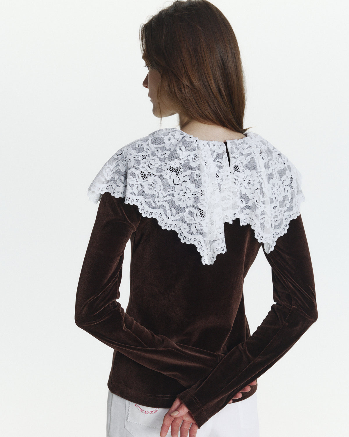 SABRINA LACE VELOUR TOP
