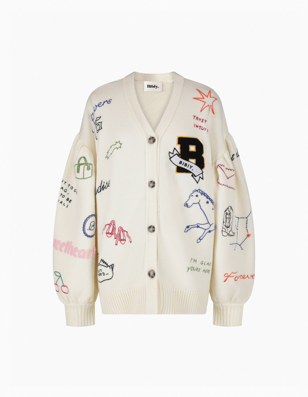 Bibiy. B. CLUB TIE CARDIGAN ホワイト bibiy B. CLUB TIE CARDIGAN  