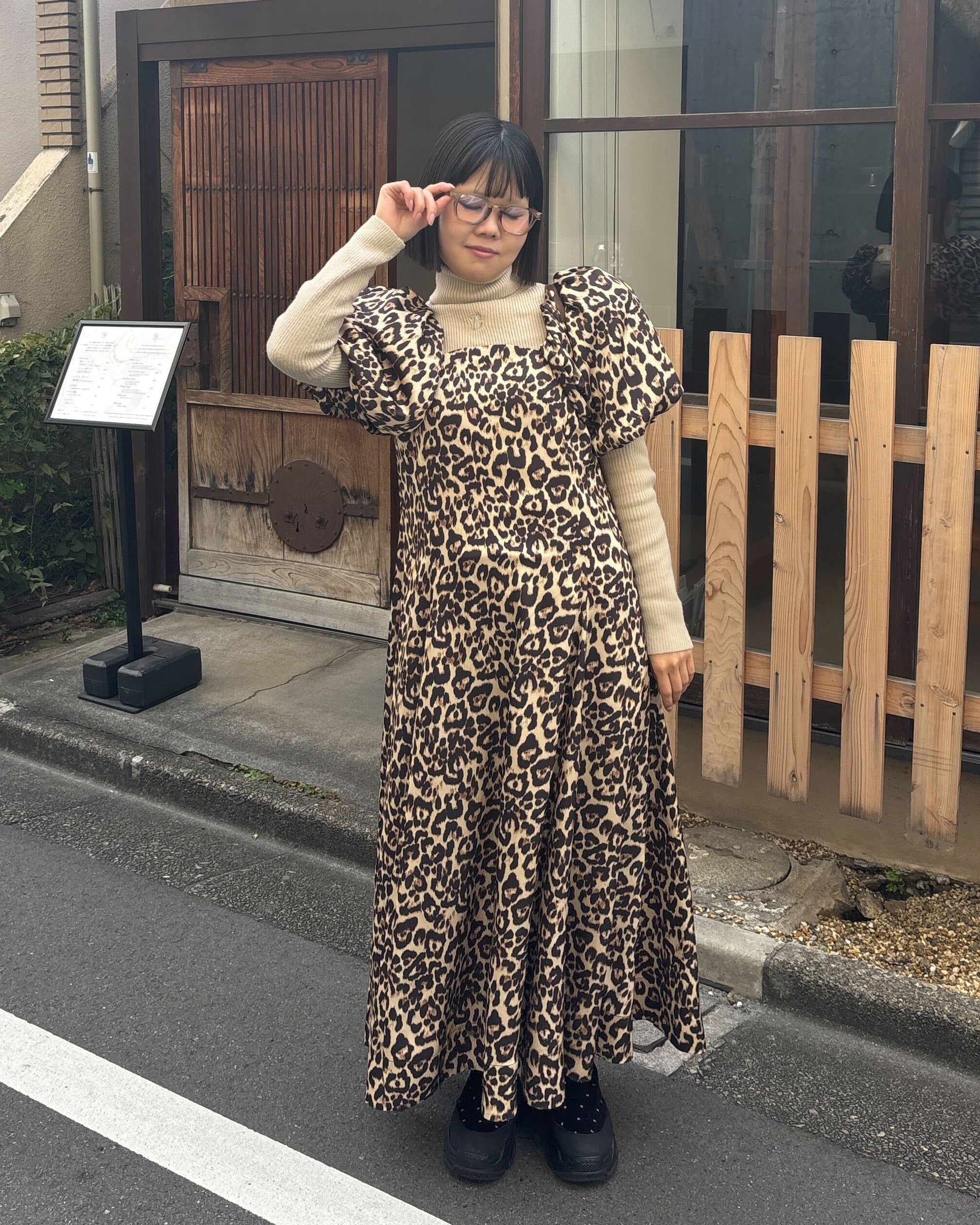 ANGIE LEOPARD DRESS/159cm/着用サイズF