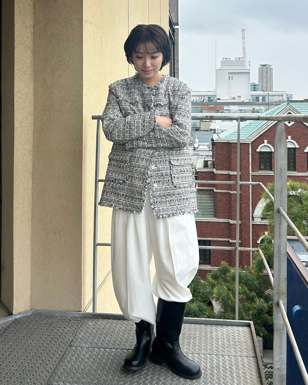 ELISE TWEED JACKET/154cm/着用サイズF