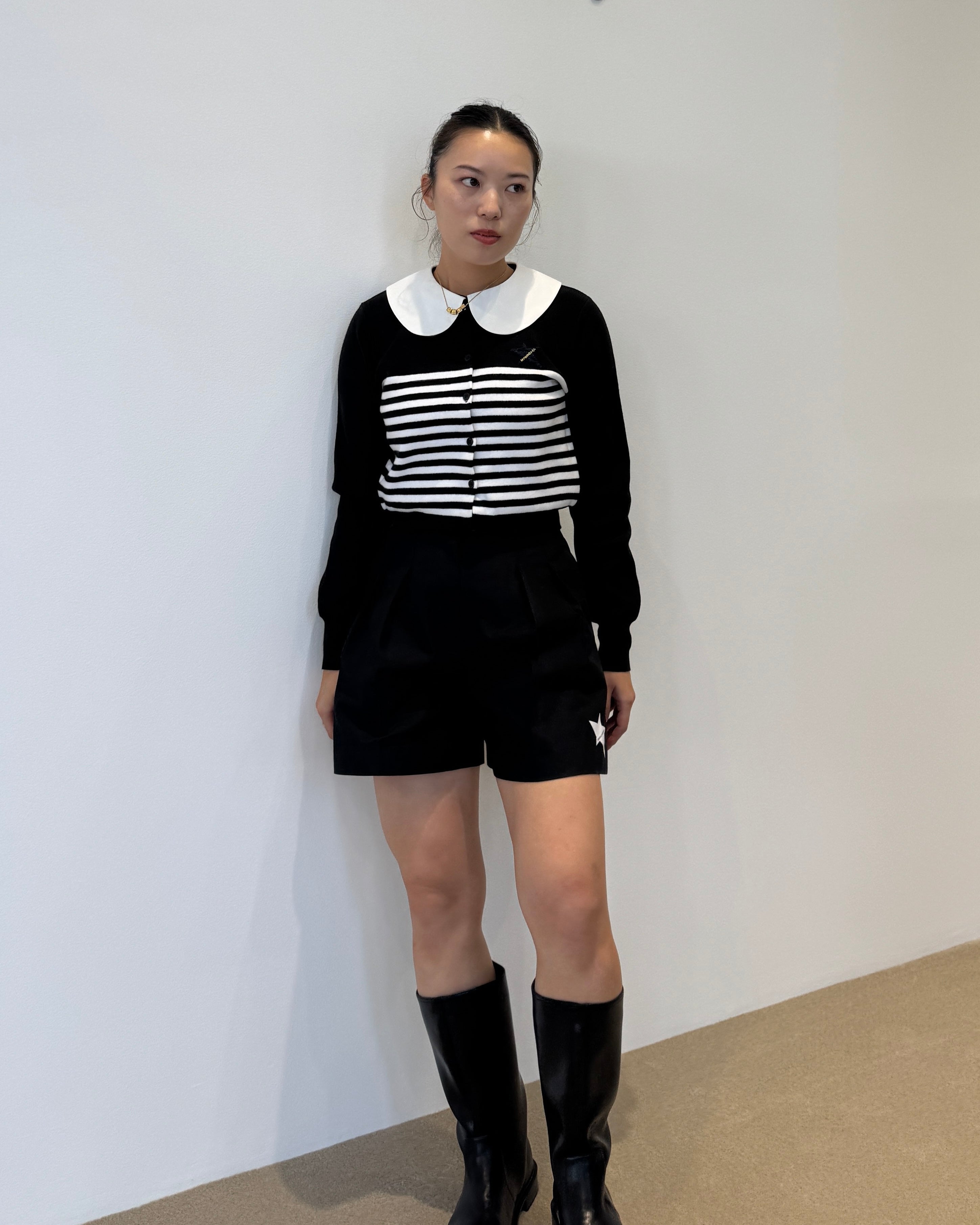 BIBIY. STAR BORDER CARDIGAN/155cm/着用サイズF