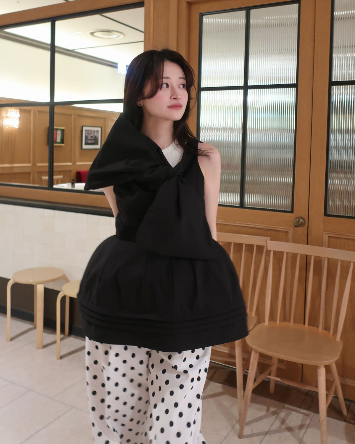 SARAH RIBBON TOP/158cm/着用サイズF｜Bibiy
