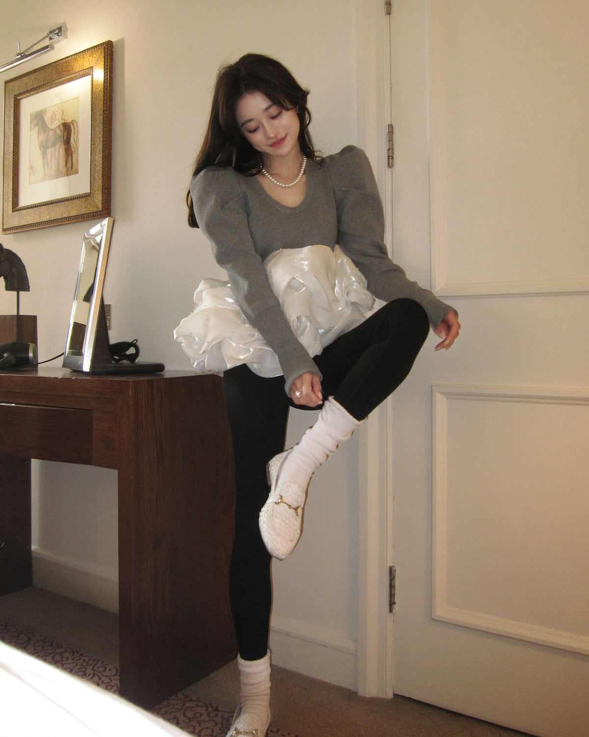 AMELIE PEPURAMU KNIT/158cm/着用サイズF｜Bibiy 