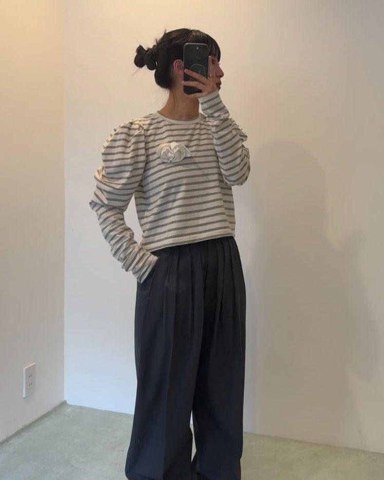 ROSETTE BORDER TOP/155cm/着用サイズF