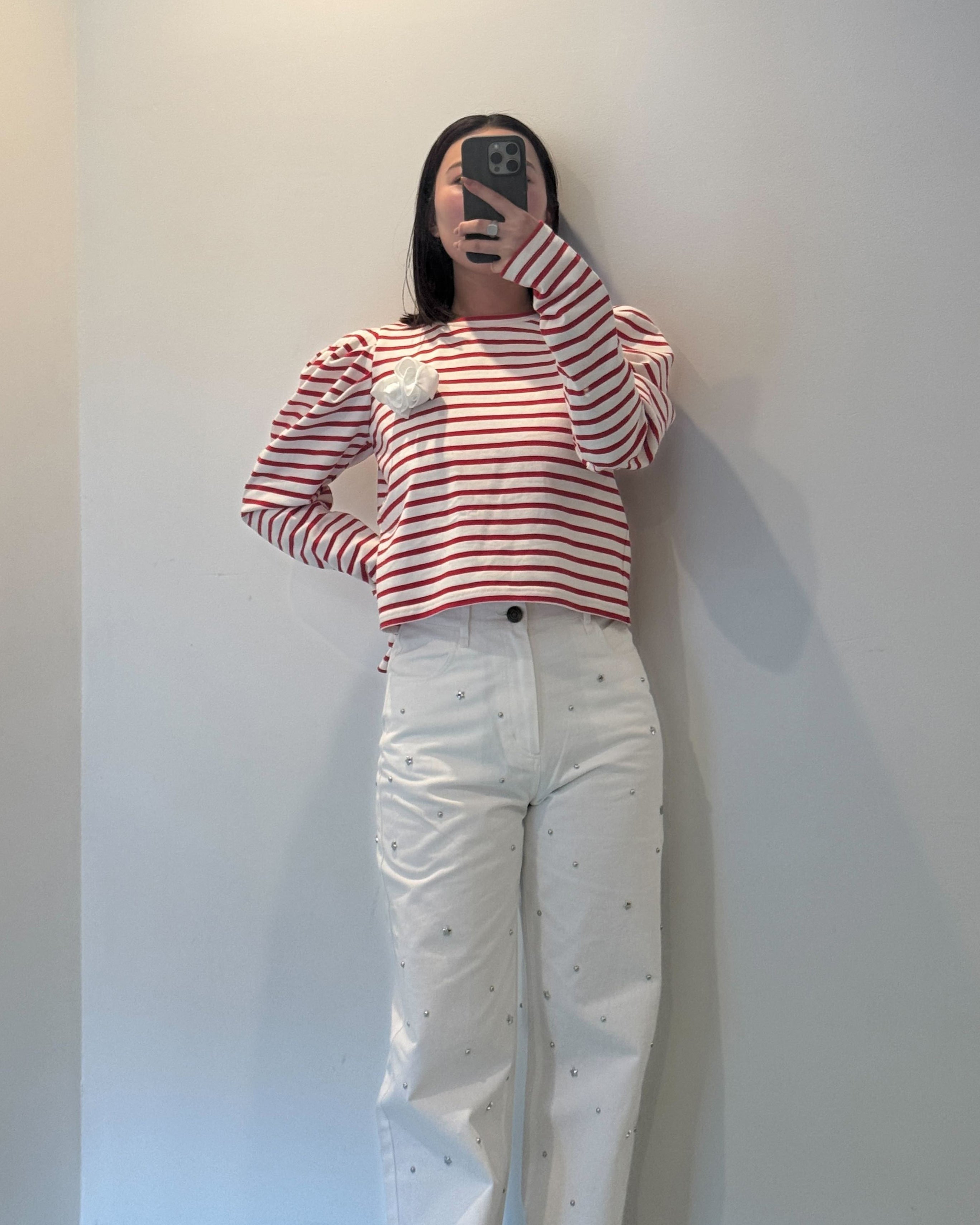 ROSETTE BORDER TOP/155cm/着用サイズF