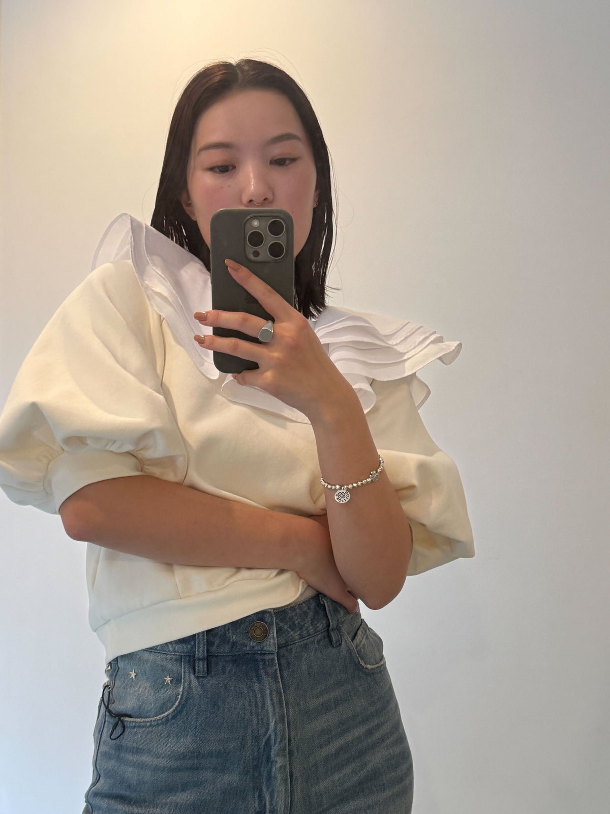 PEONY COLLAT TOP/155cm/着用サイズF｜Bibiy