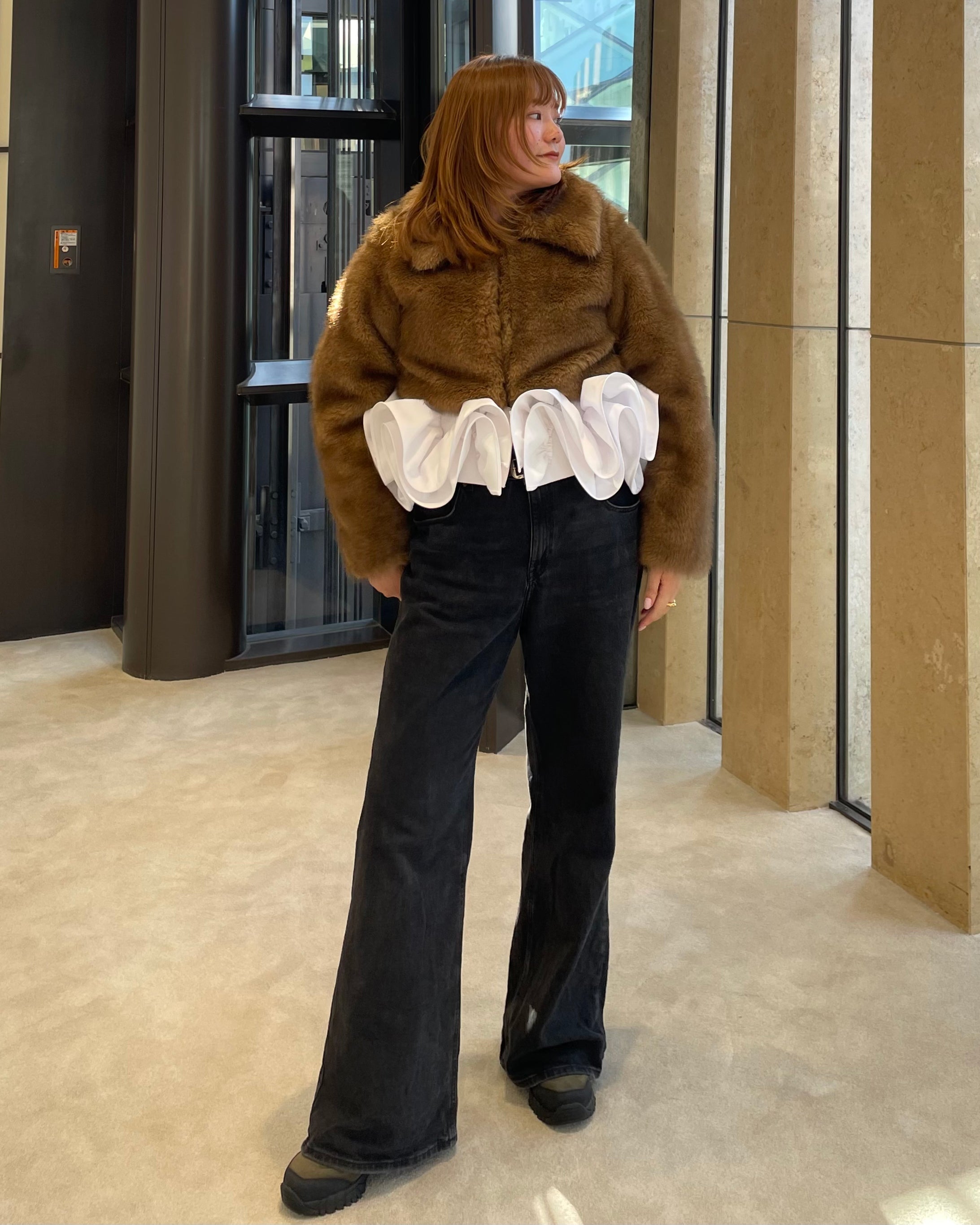 B. CREME PEPURAMU FUR COAT/166cm/着用サイズF