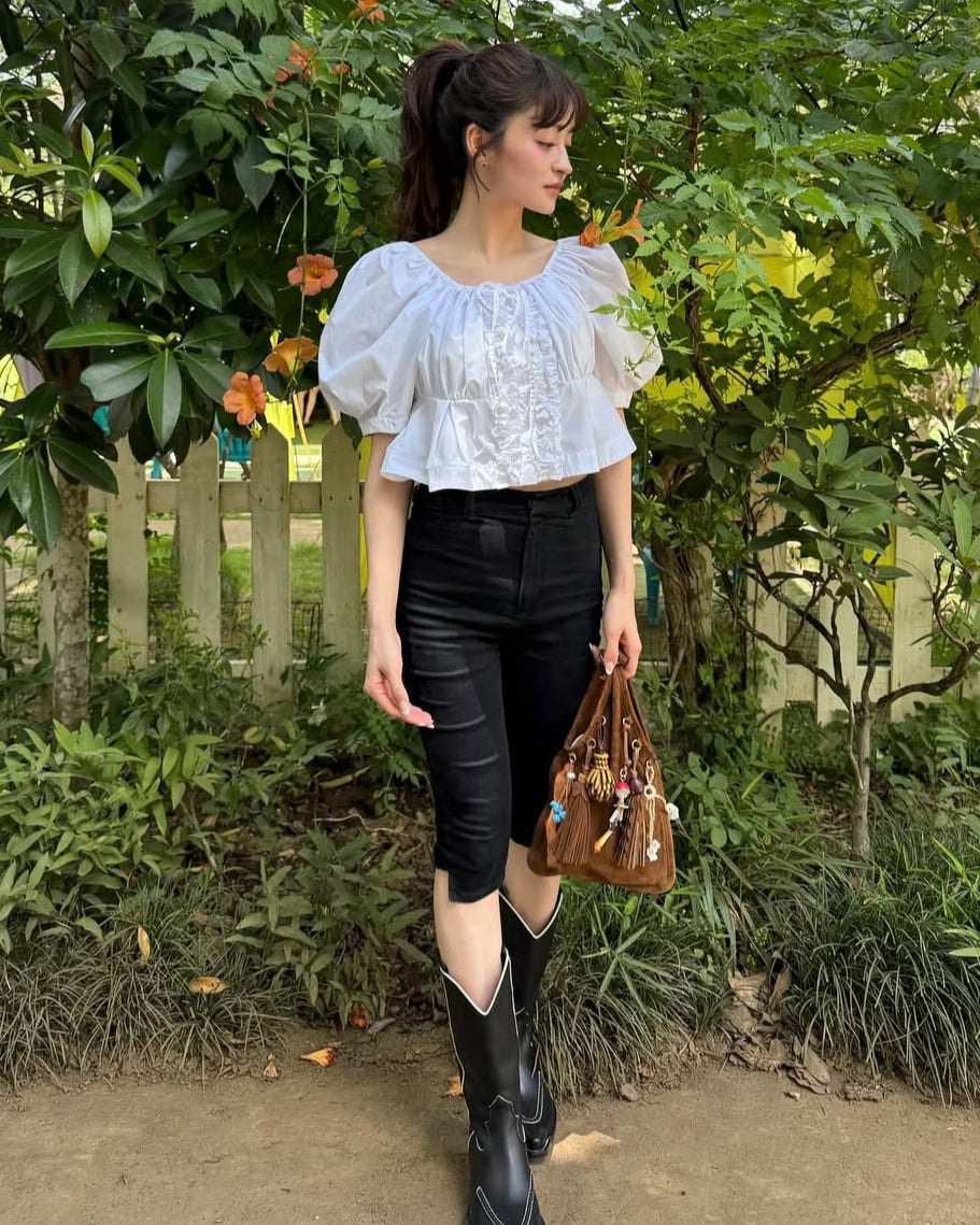 CYNTHIA CROPPED BLOUSE/158cm/着用サイズF