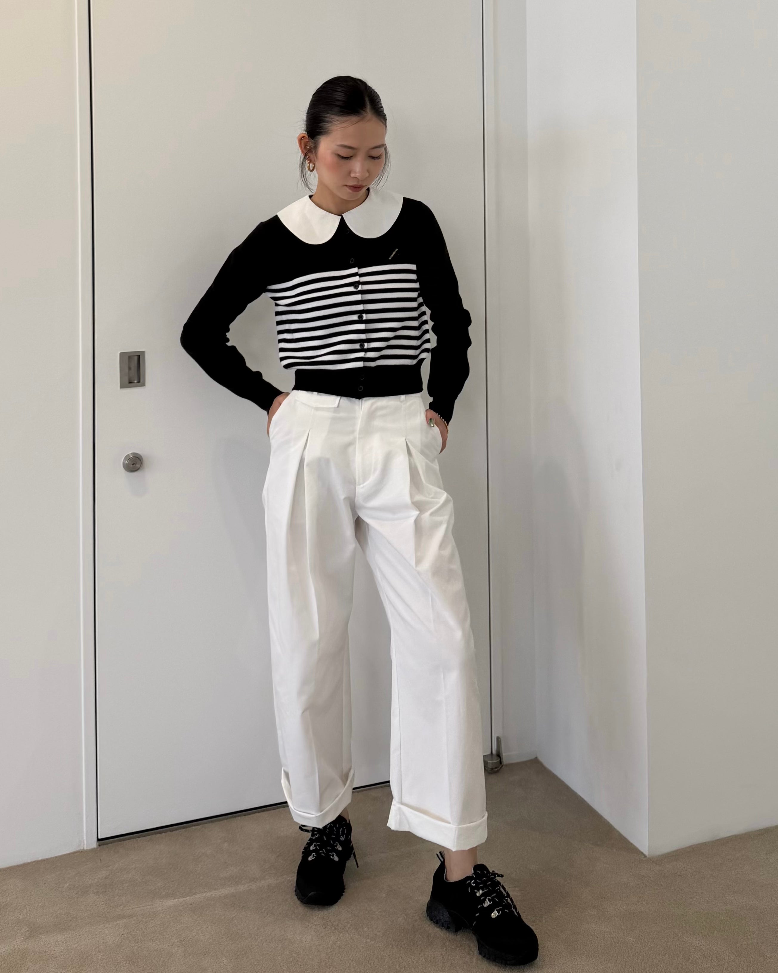 BIBIY. STAR BORDER CARDIGAN/164cm/着用サイズF
