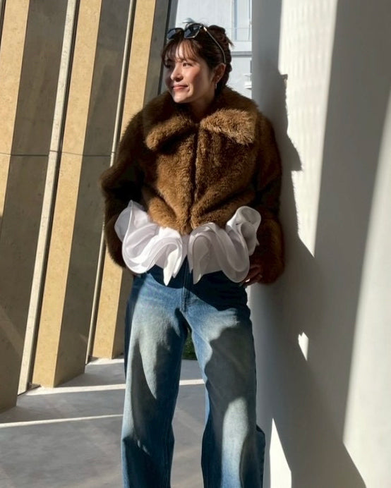 B. CREME PEPURAMU FUR COAT/160cm/着用サイズF