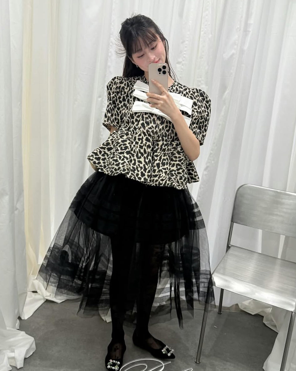 VERO PEPURAMU LEOPARD TOP/158cm/着用サイズF