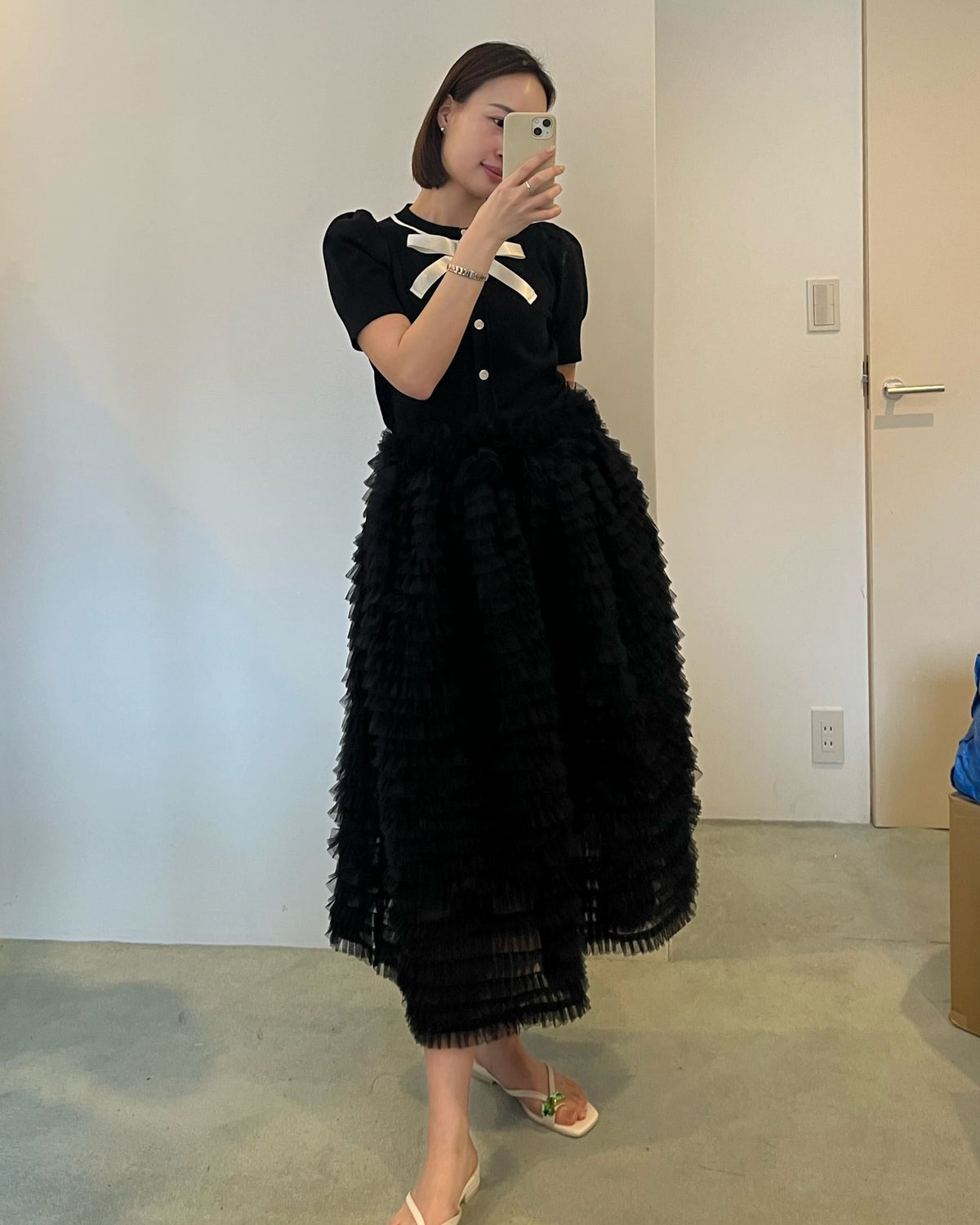 LILY RIBBON CARDIGAN/167cm/着用サイズF｜Bibiy