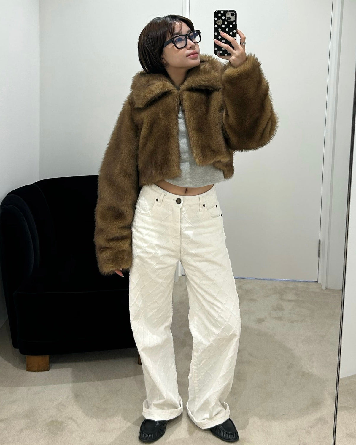 B. CREME PEPURAMU FUR COAT/154cm/着用サイズF