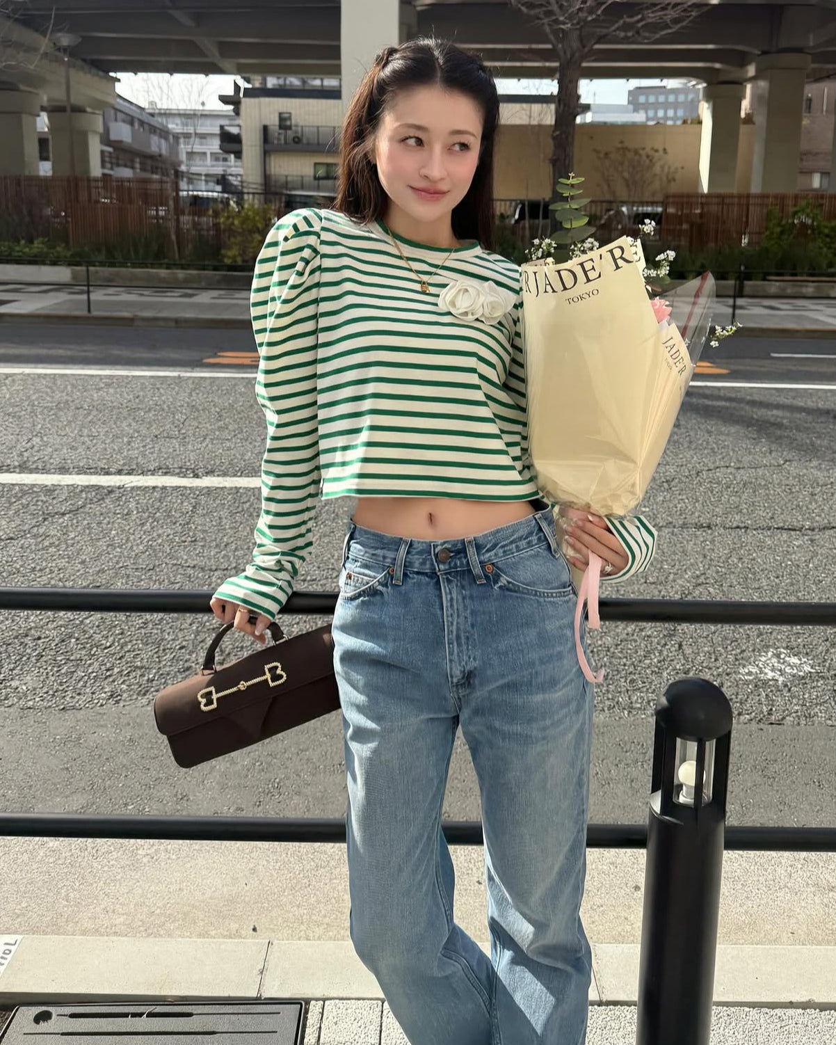 ROSETTE BORDER TOP/158cm/着用サイズF