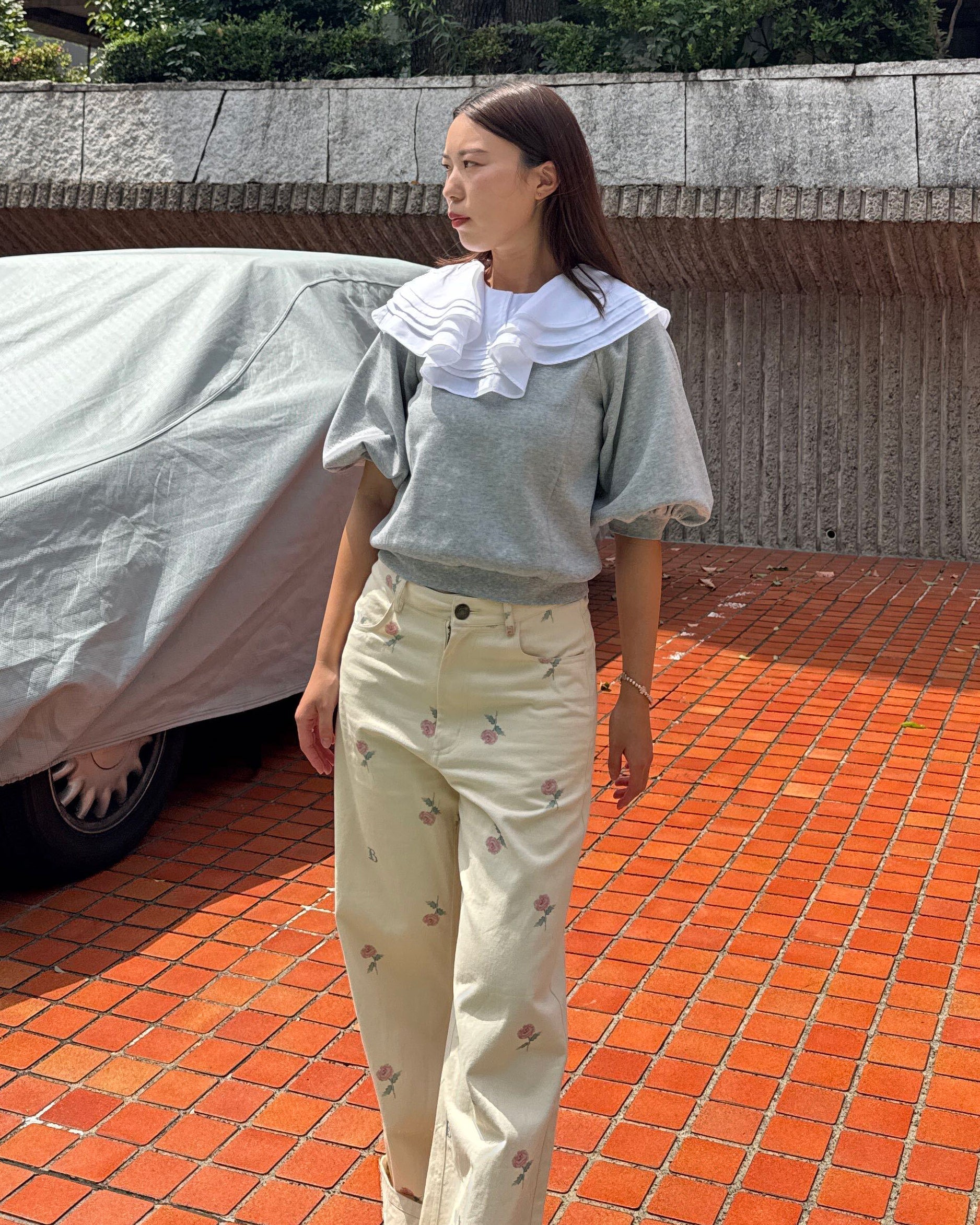 PEONY COLLAR TOP/155cm/着用サイズF