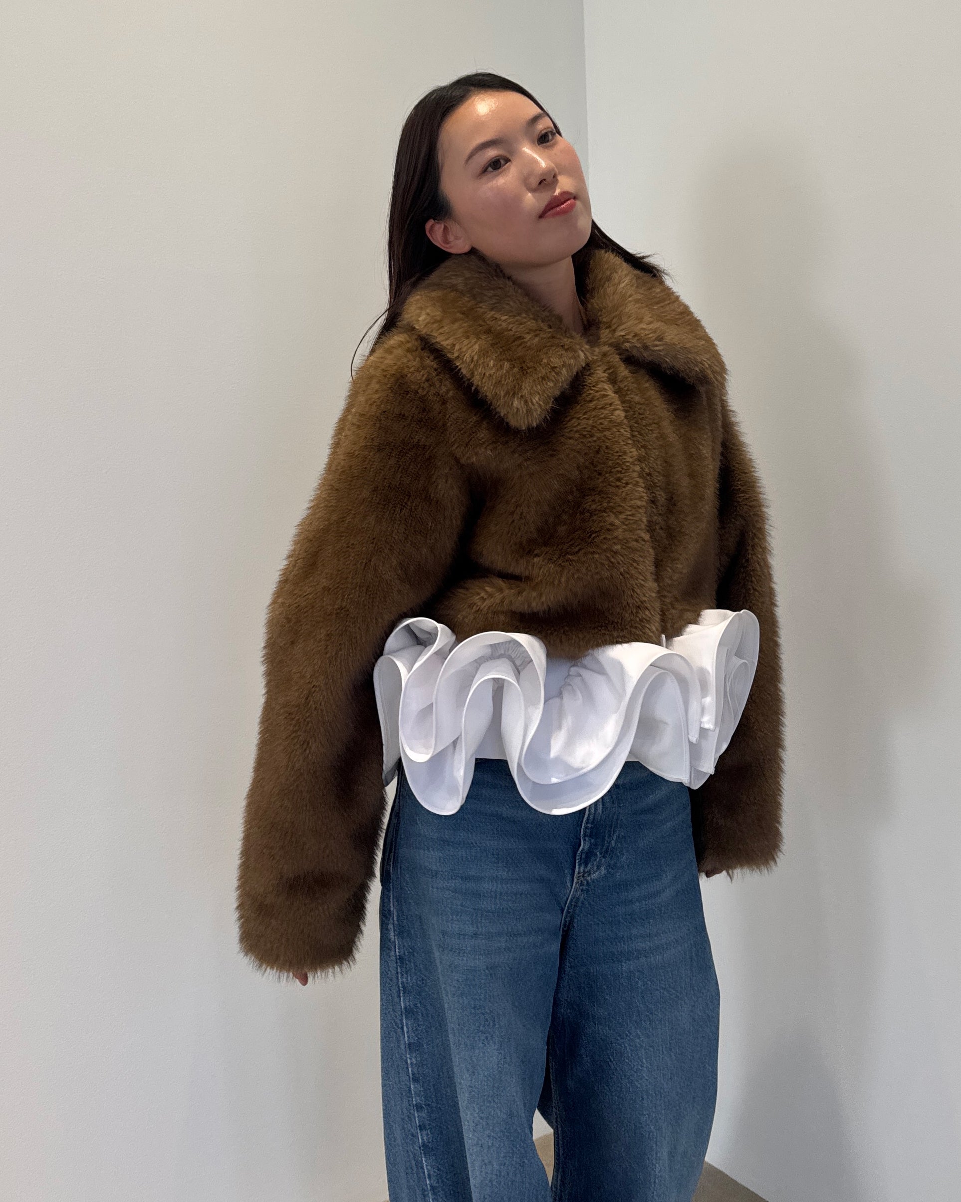 B. CREME PEPURAMU FUR COAT/155cm/着用サイズF