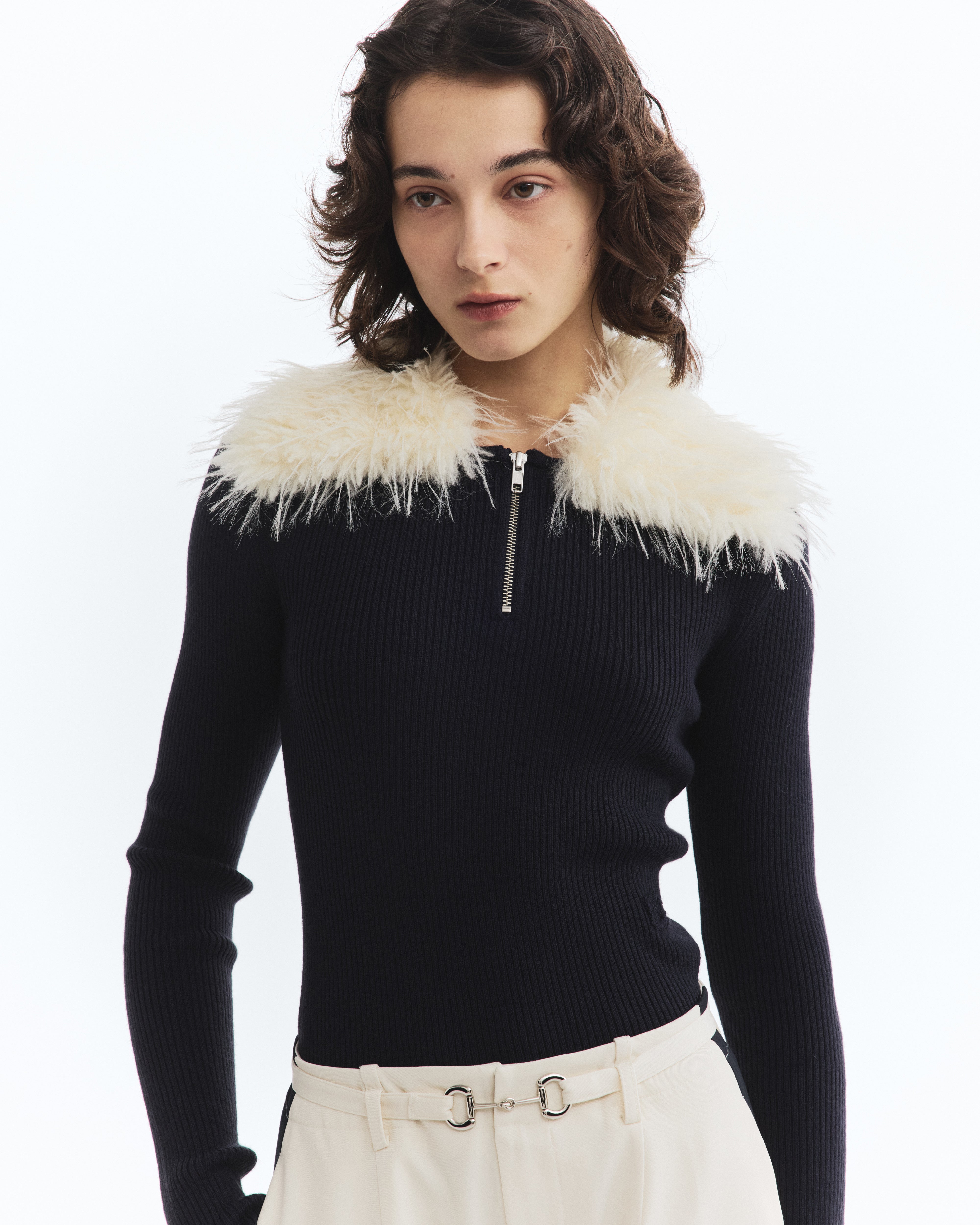 BIBIY. MADE | FRAN FUR KNIT NAVY｜Bibiy.