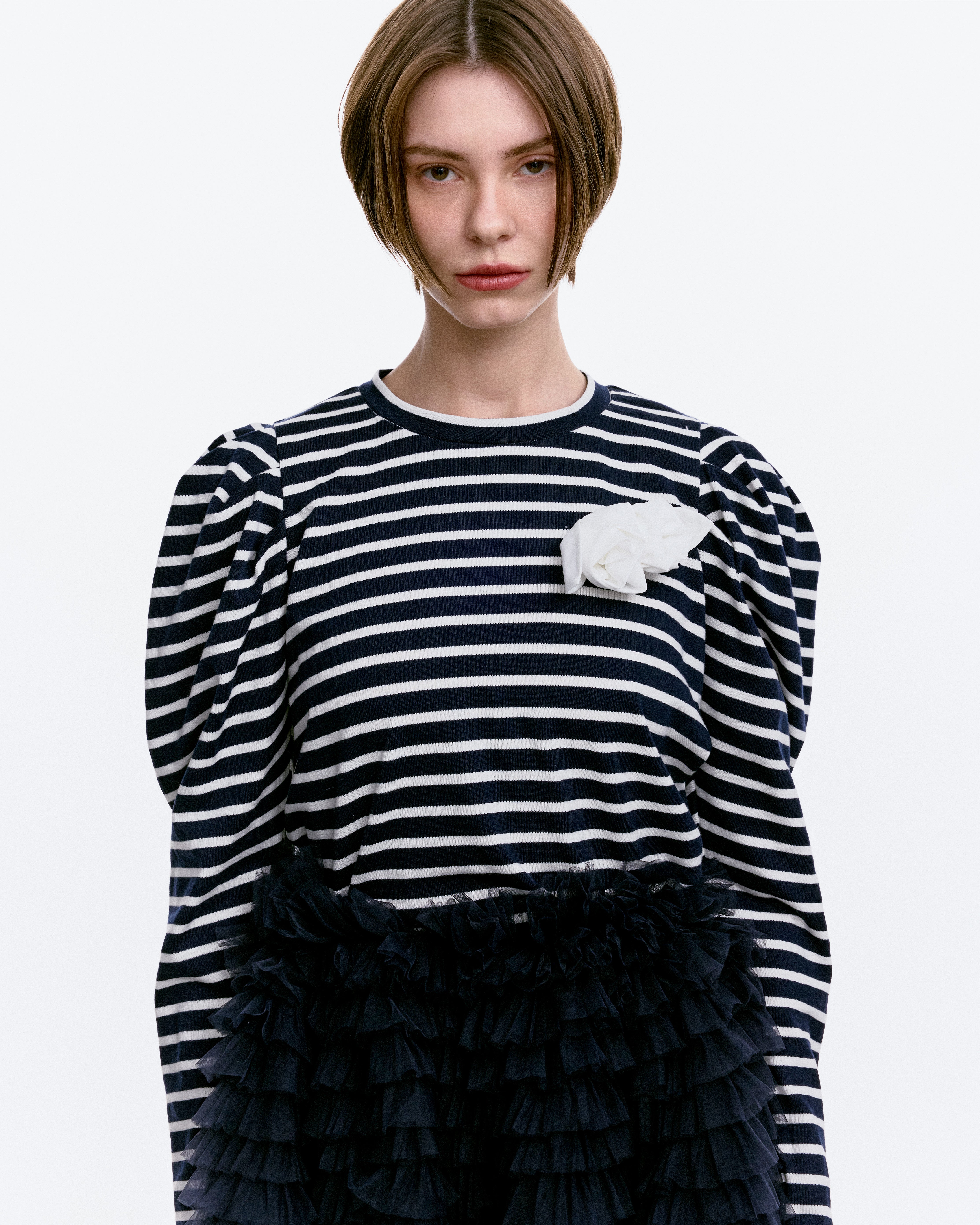 BIBIY. MADE | ROSETTE BORDER TOP NAVY｜NEW 2/13｜Bibiy.