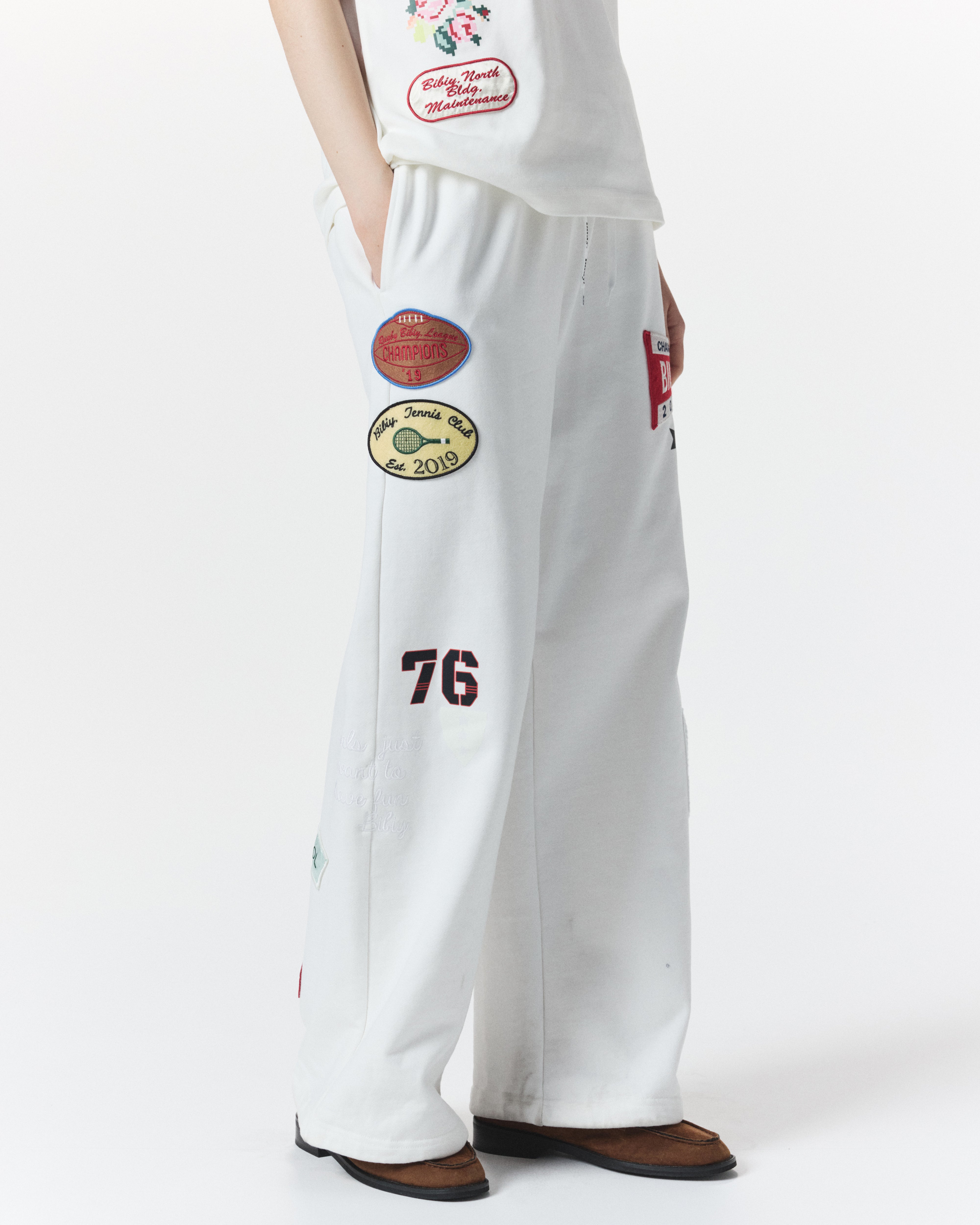 【最安値】美品bibiy B.CLUB PREPPY PANTS BIBIY. MADE | B. TENNIS CLUB SWEATPANTS WHITE｜Bibiy.