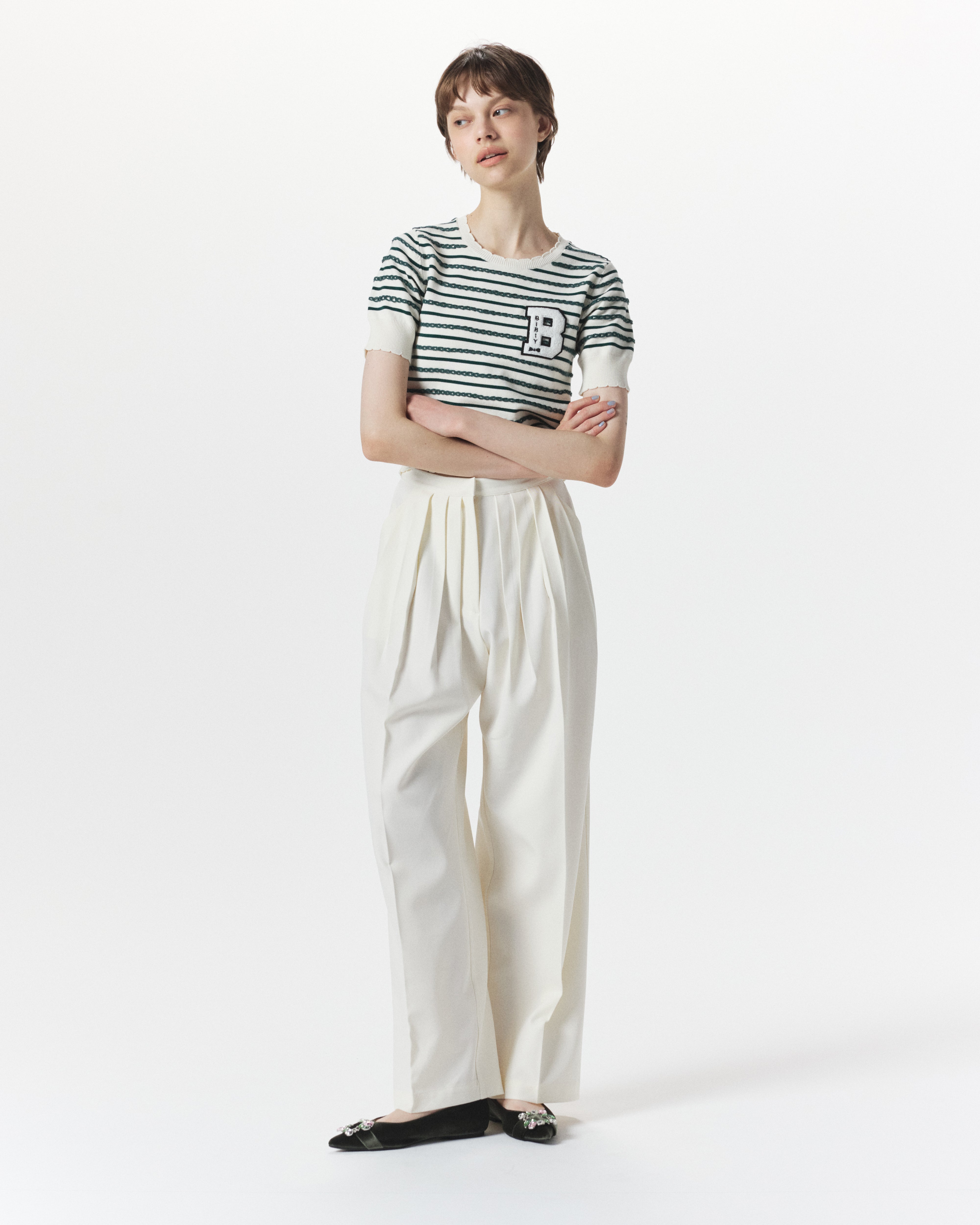 新品bibiy B. BORDER LOCK KNIT BIBIY. MADE | B. BORDER LOCK KNIT GREEN｜Bibiy.