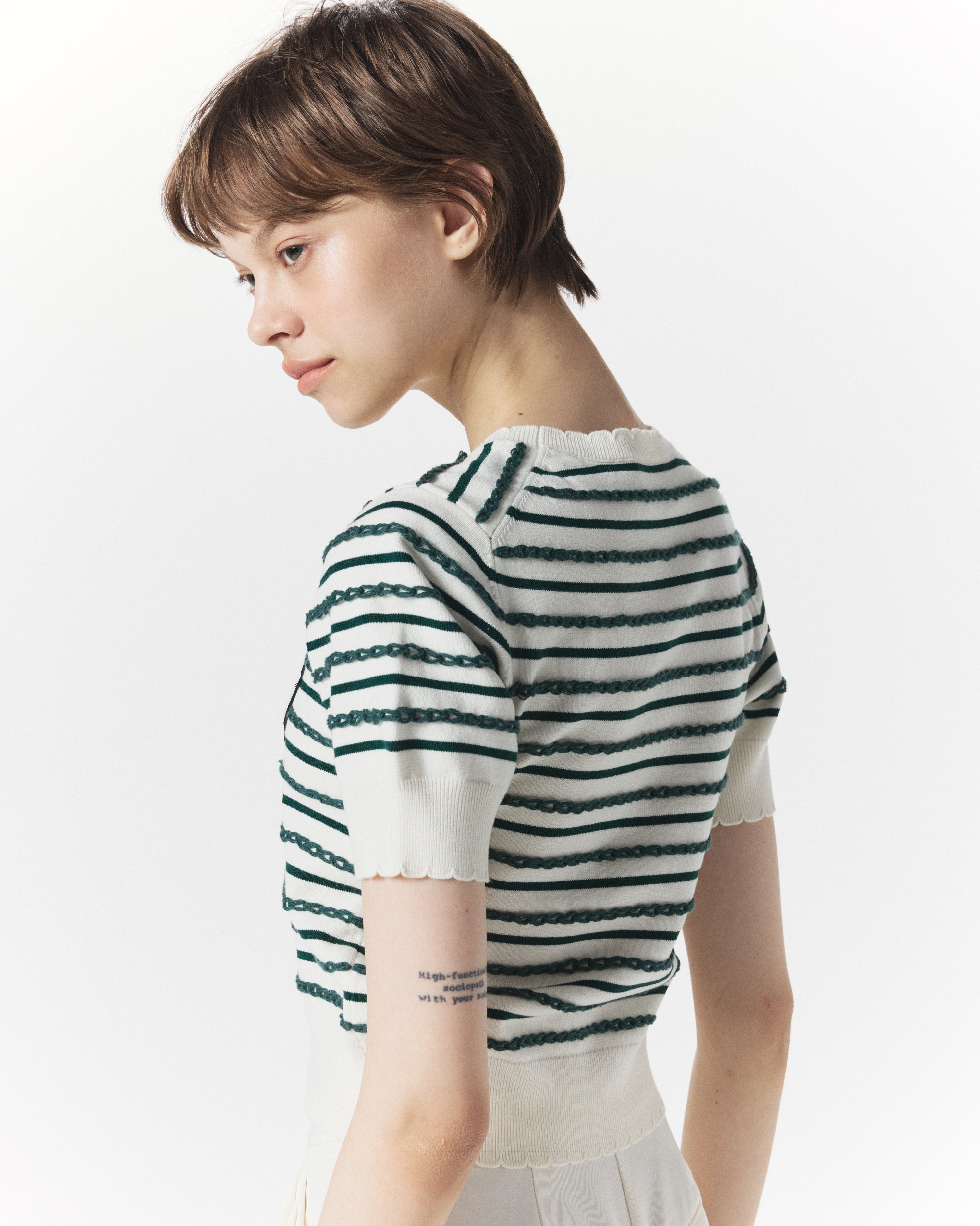 BIBIY. MADE | B. BORDER LOCK KNIT GREEN｜Bibiy.