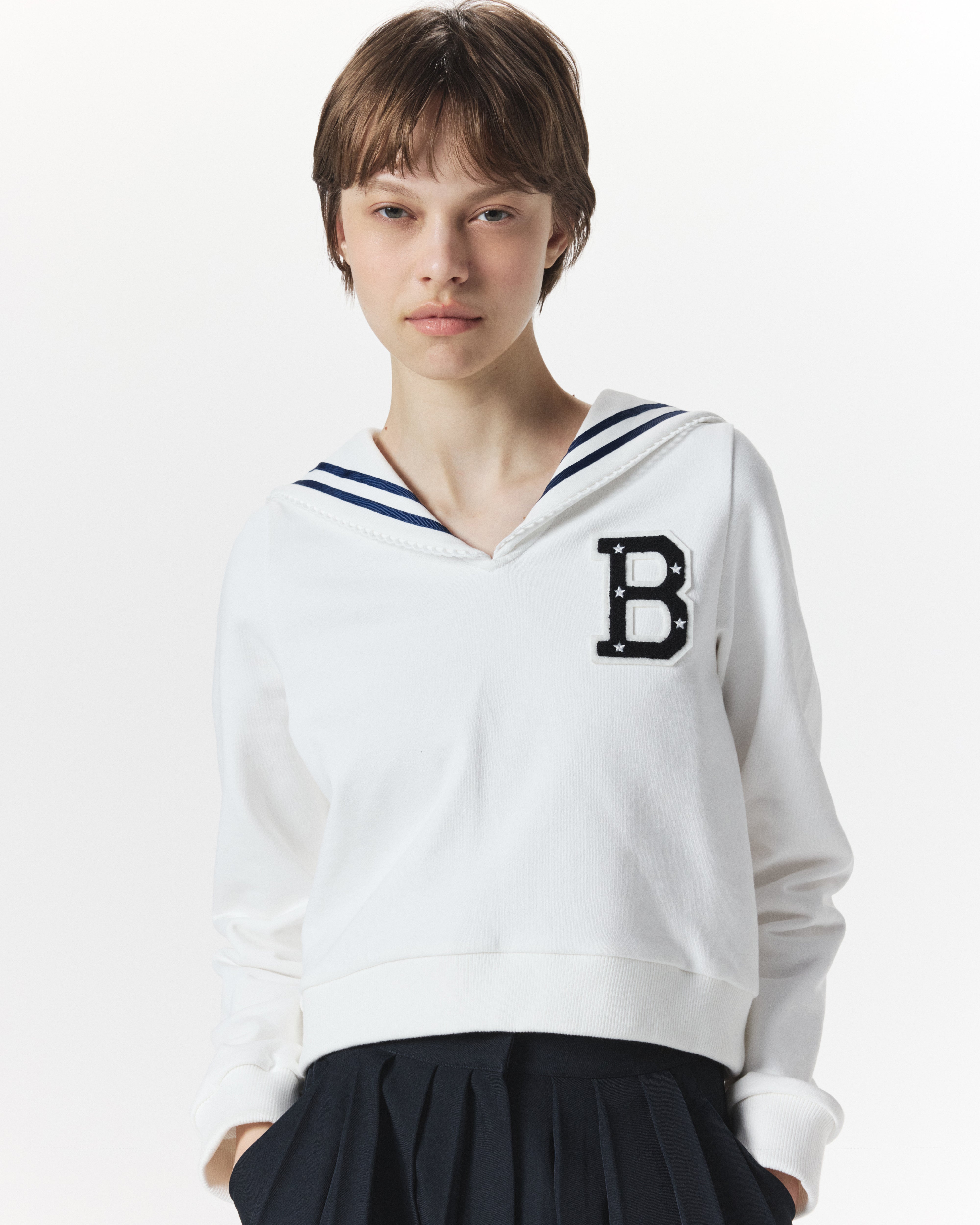 Bibiy. B. MARINER SWEATSHIRT m♡ BIBIY. MADE | B. MARINER SWEATSHIRT WHITE｜Bibiy.