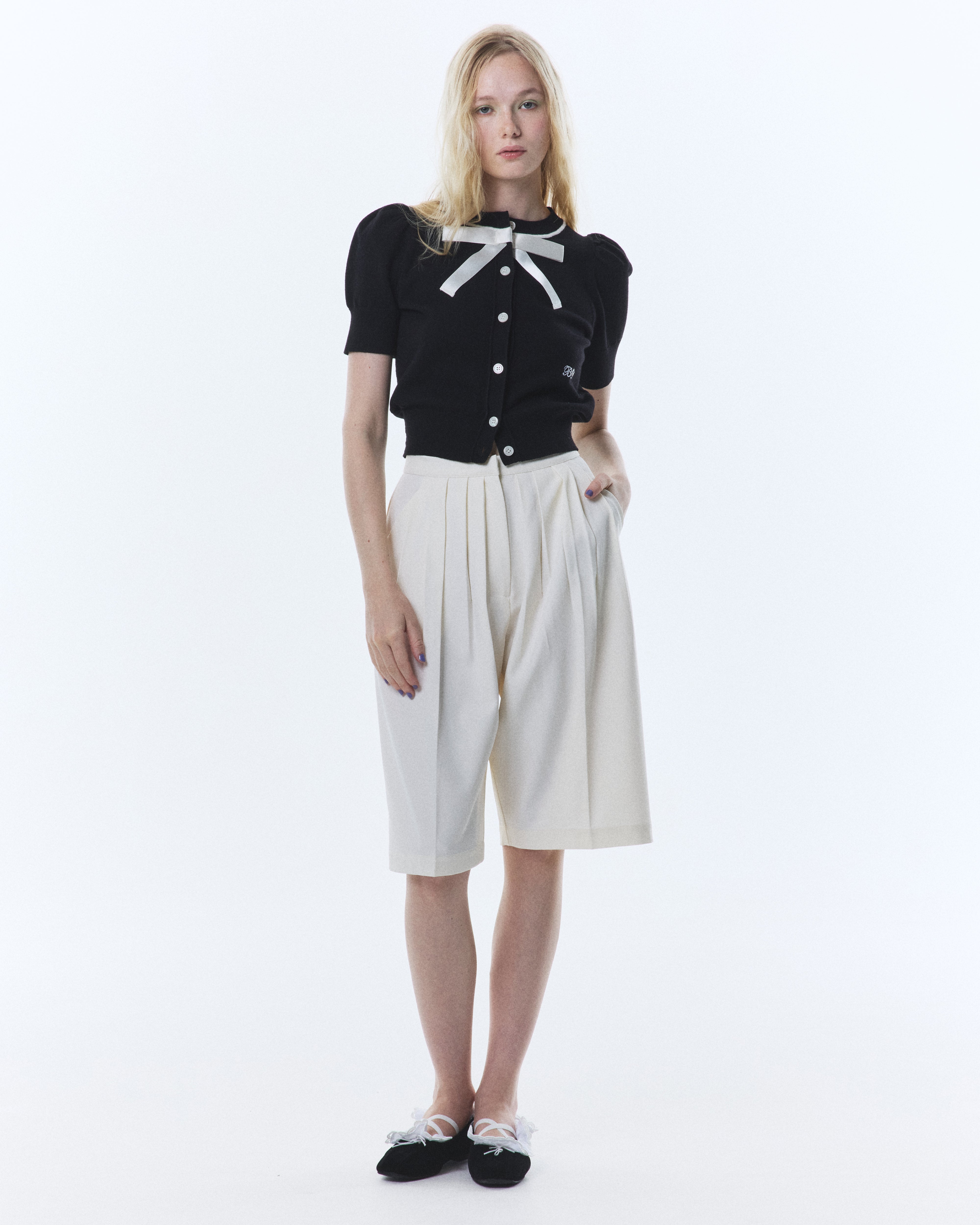 BIBIY. MADE | LILY RIBBON CARDIGAN BLACK｜Bibiy.