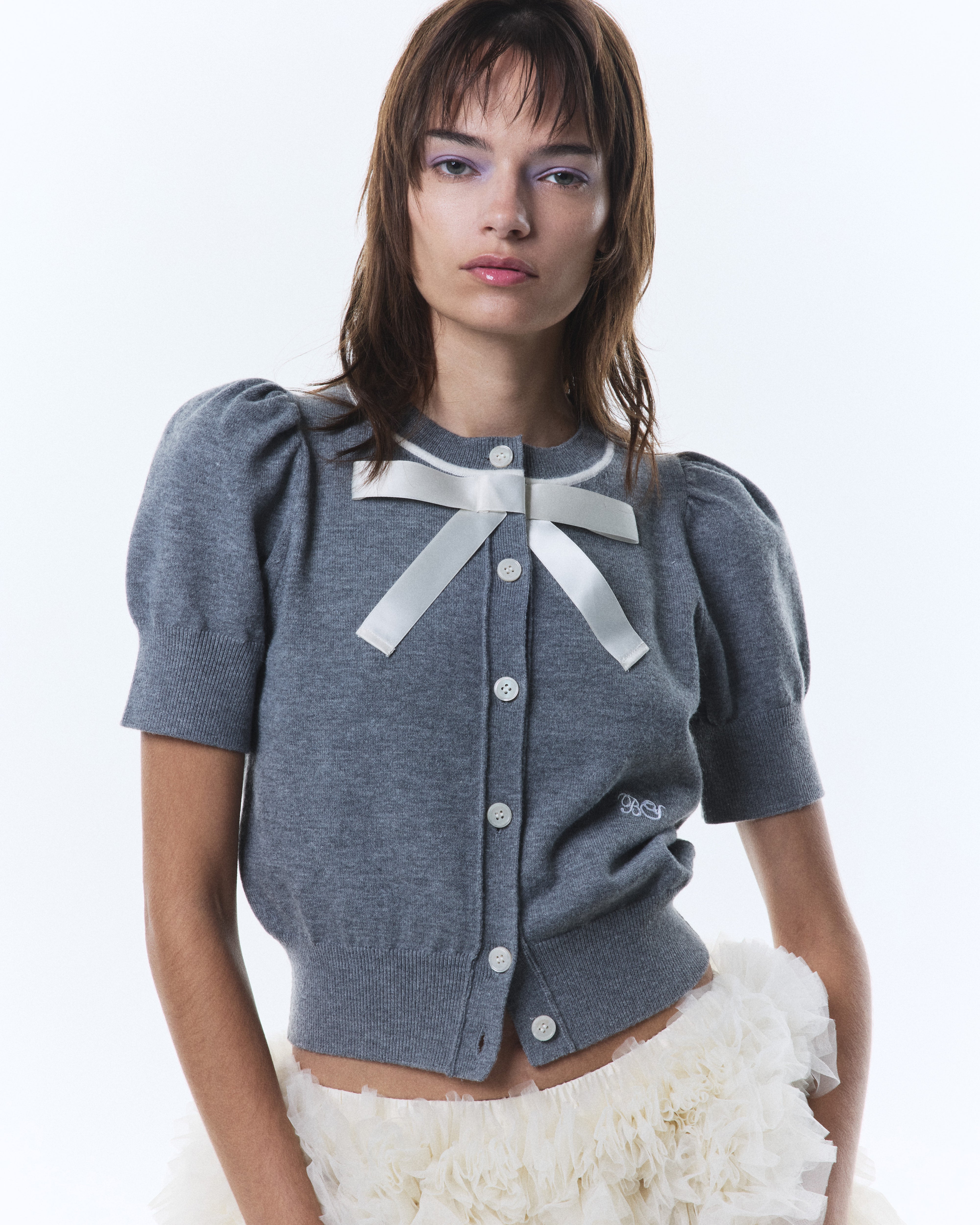 トップス bibiy LILY RIBBON CARDIGAN BIBIY. MADE | LILY RIBBON CARDIGAN GRAY｜Bibiy.