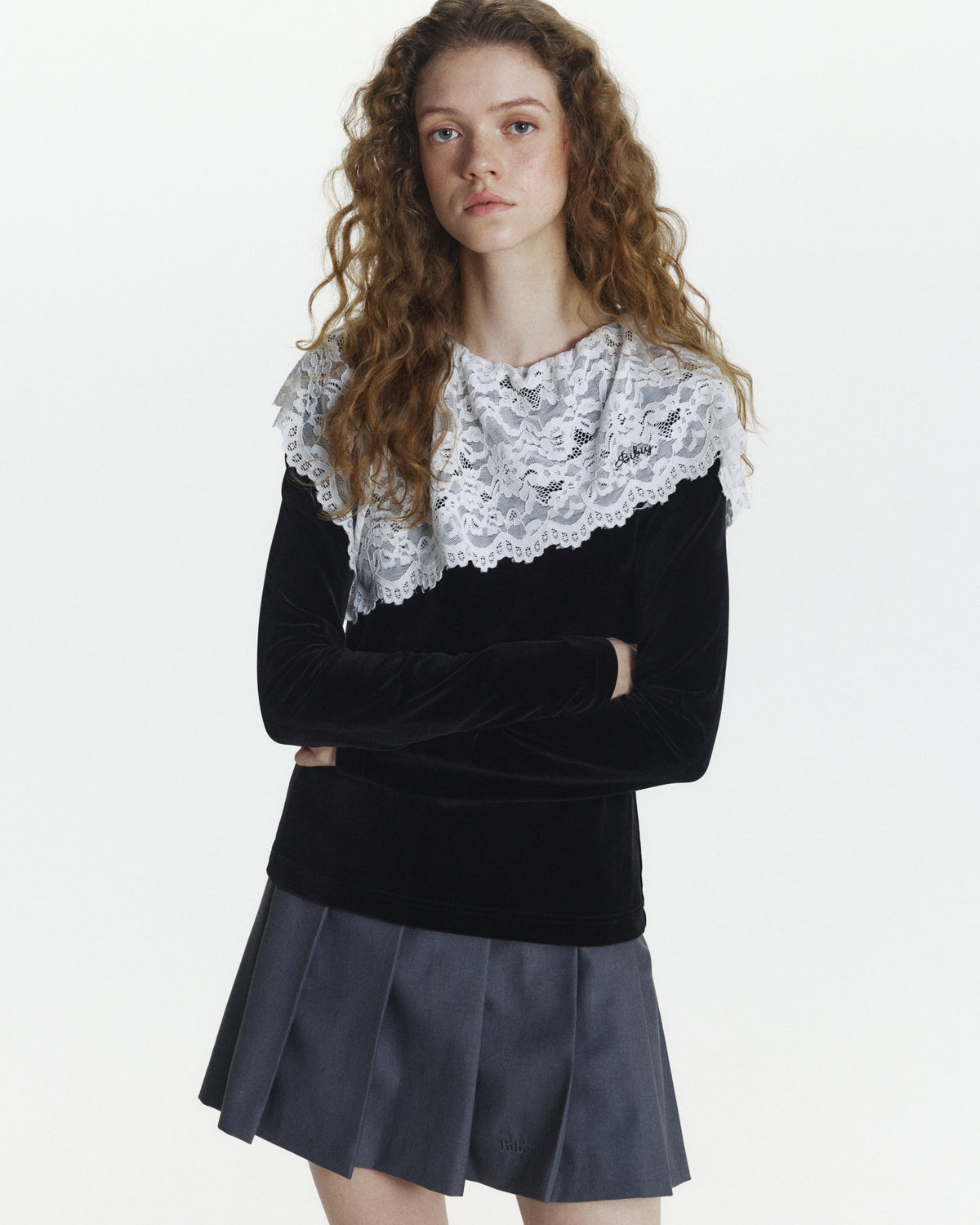 SABRINA LACE VELOUR TOP