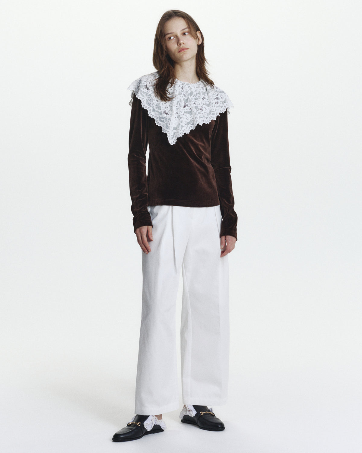 SABRINA LACE VELOUR TOP