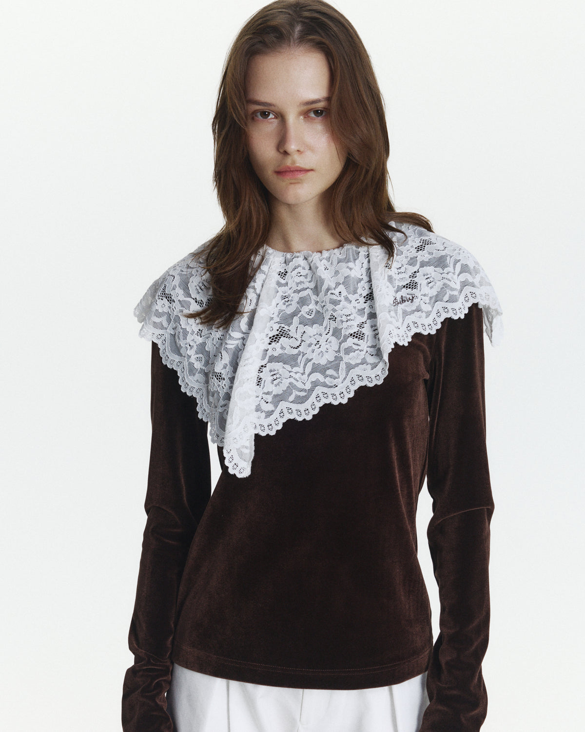 SABRINA LACE VELOUR TOP