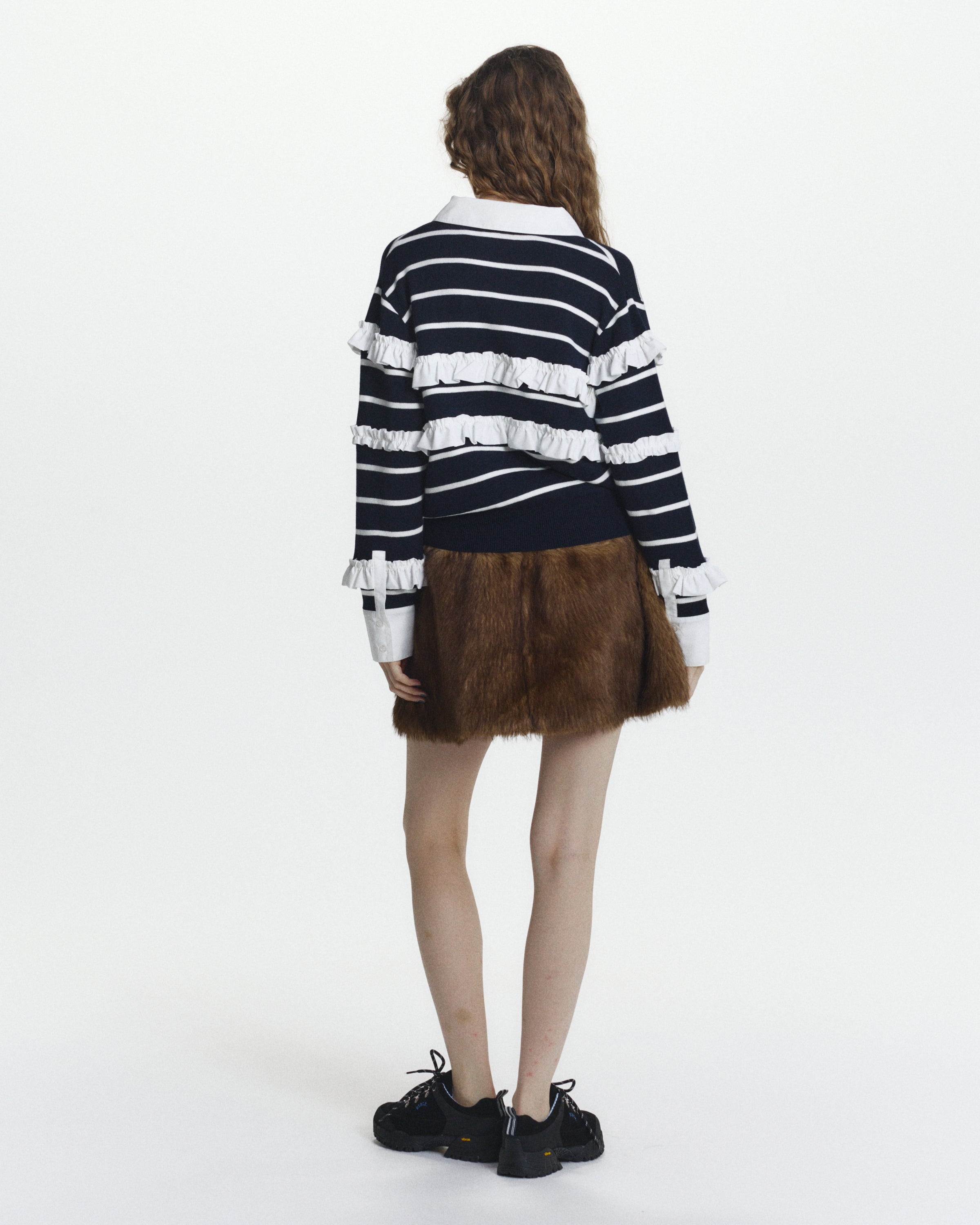 BIBIY. MADE | JAMIE FRILL KNIT NAVY｜Bibiy.