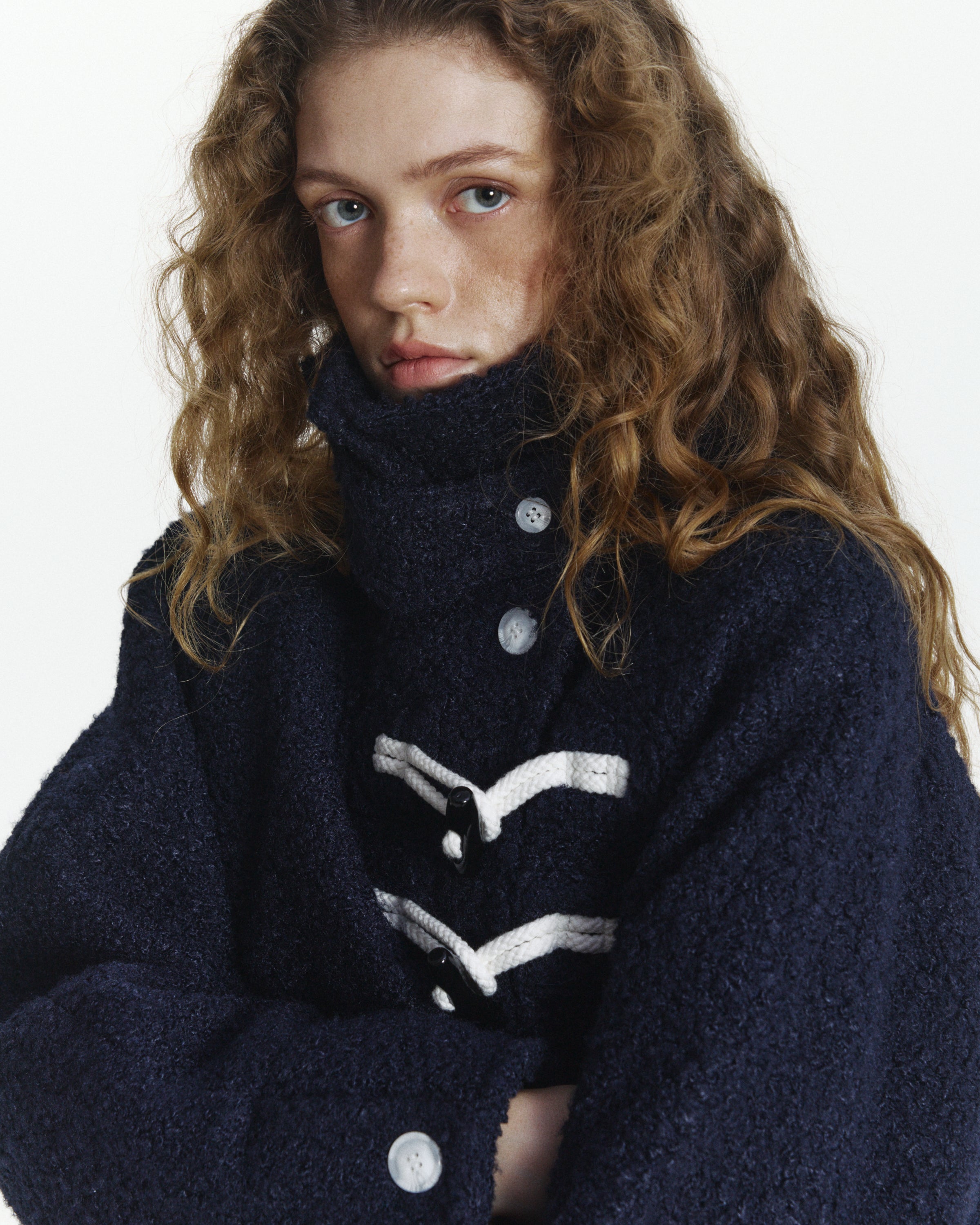 BIBIY. MADE | MANON DUFFLE COAT NAVY｜BESTSELLER KNIT&OUTERWEAR