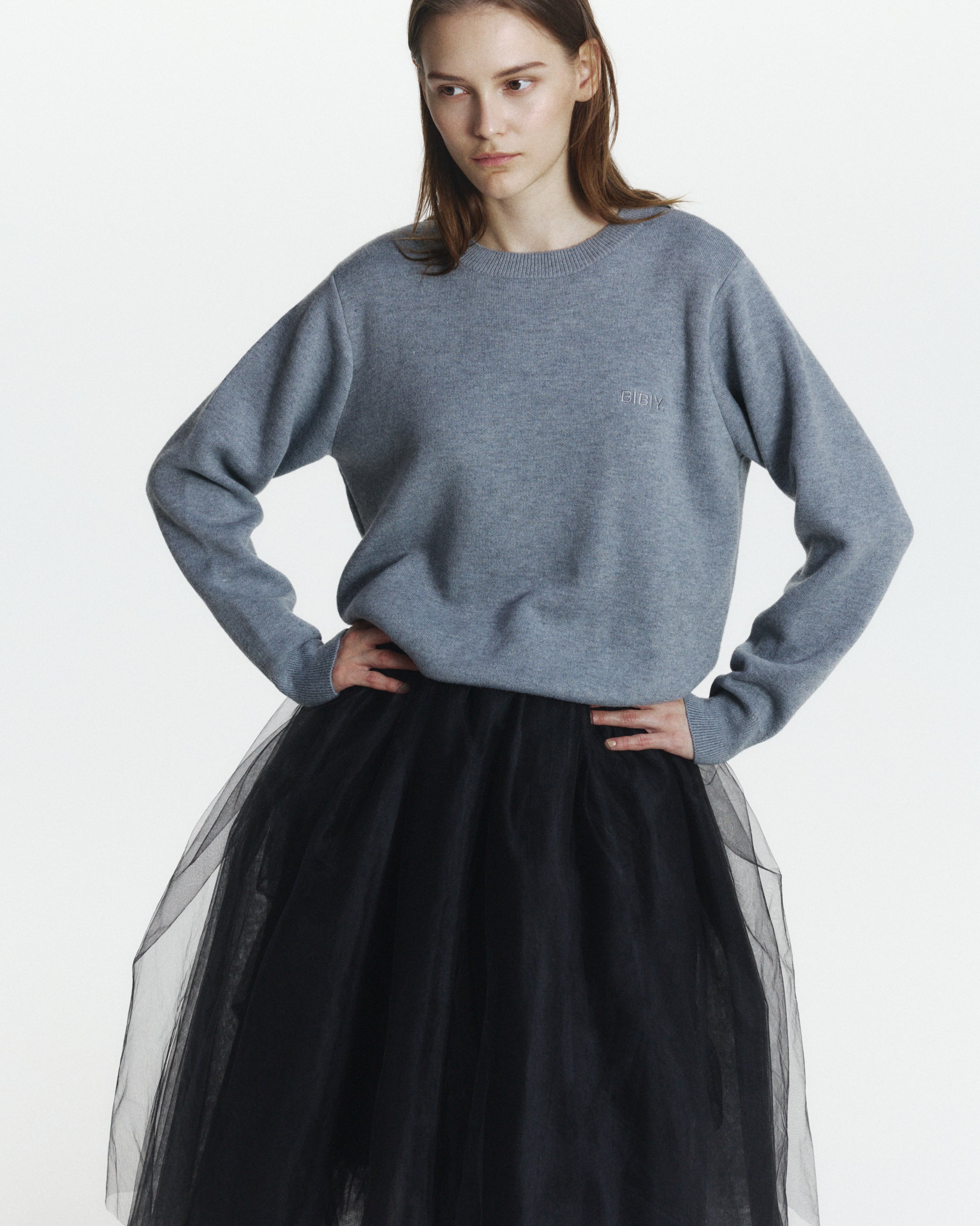 BIBIY. MADE | BIBIY. RIBBON OPEN KNIT GRAY｜Bibiy.