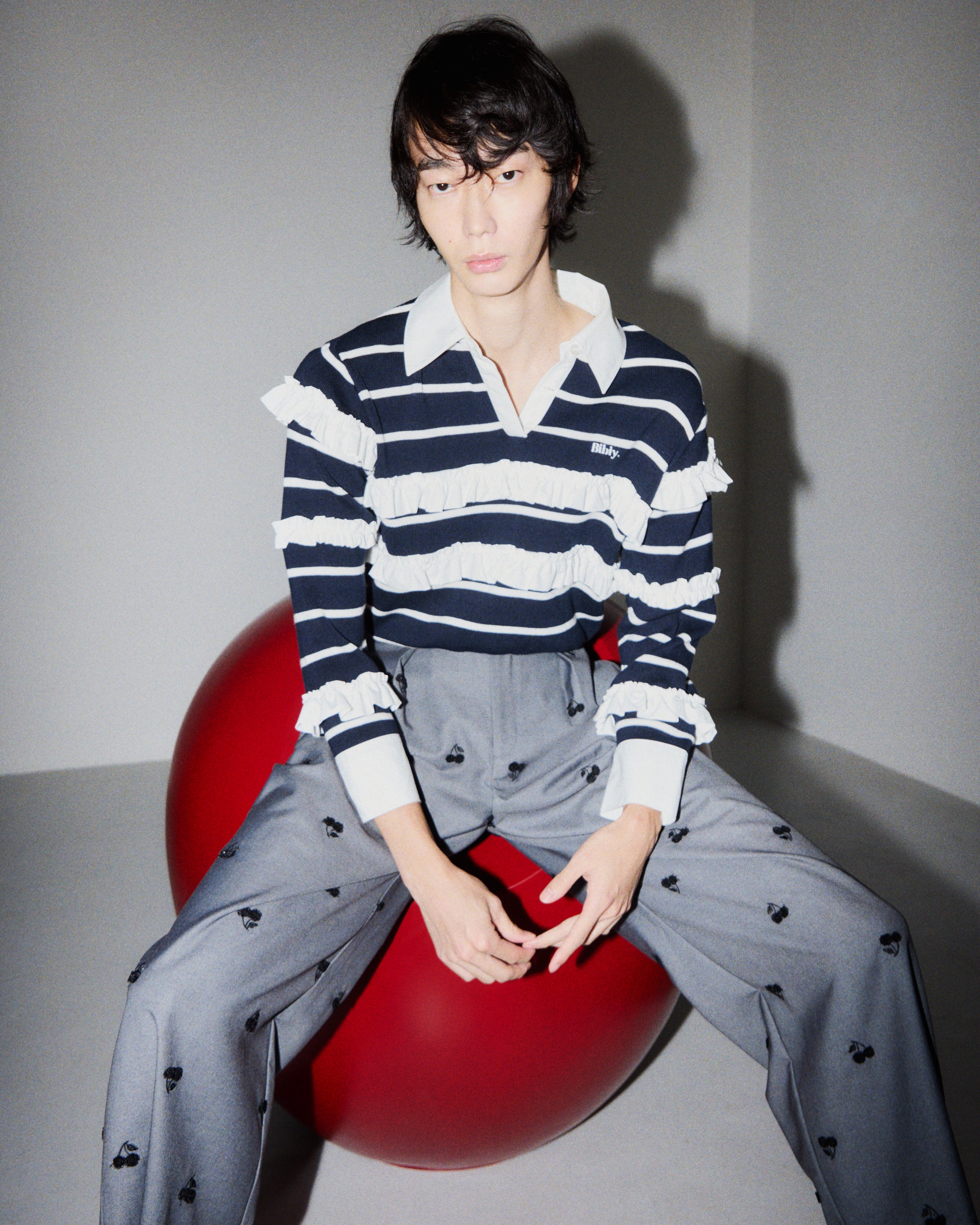 Bibiy. JAMIE FRILL TOP ボーダー　トップス BIBIY. MADE | JAMIE FRILL KNIT NAVY｜Bibiy.