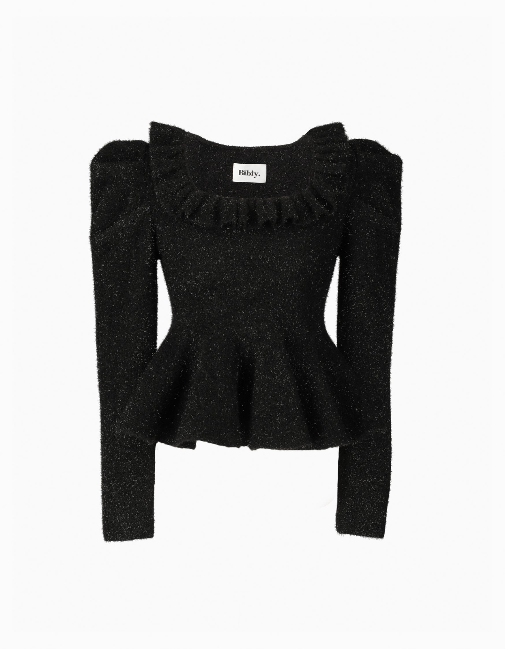 トップス bibiy. LISAPEPURAMUKNIT BIBIY. MADE | LISA PEPURAMU TOP BLACK|Bibiy.