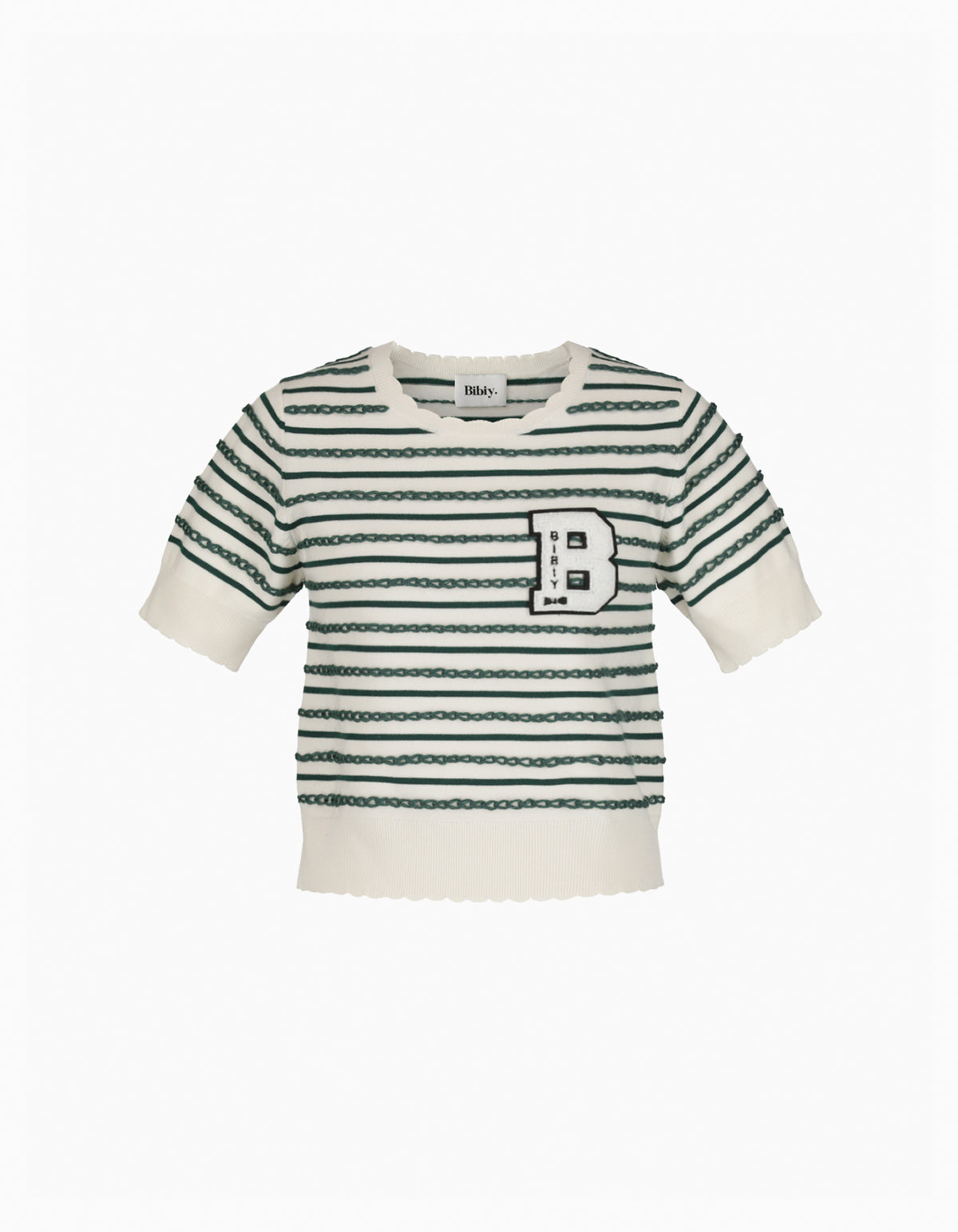 BIBIY. MADE | B. BORDER LOCK KNIT GREEN｜Bibiy