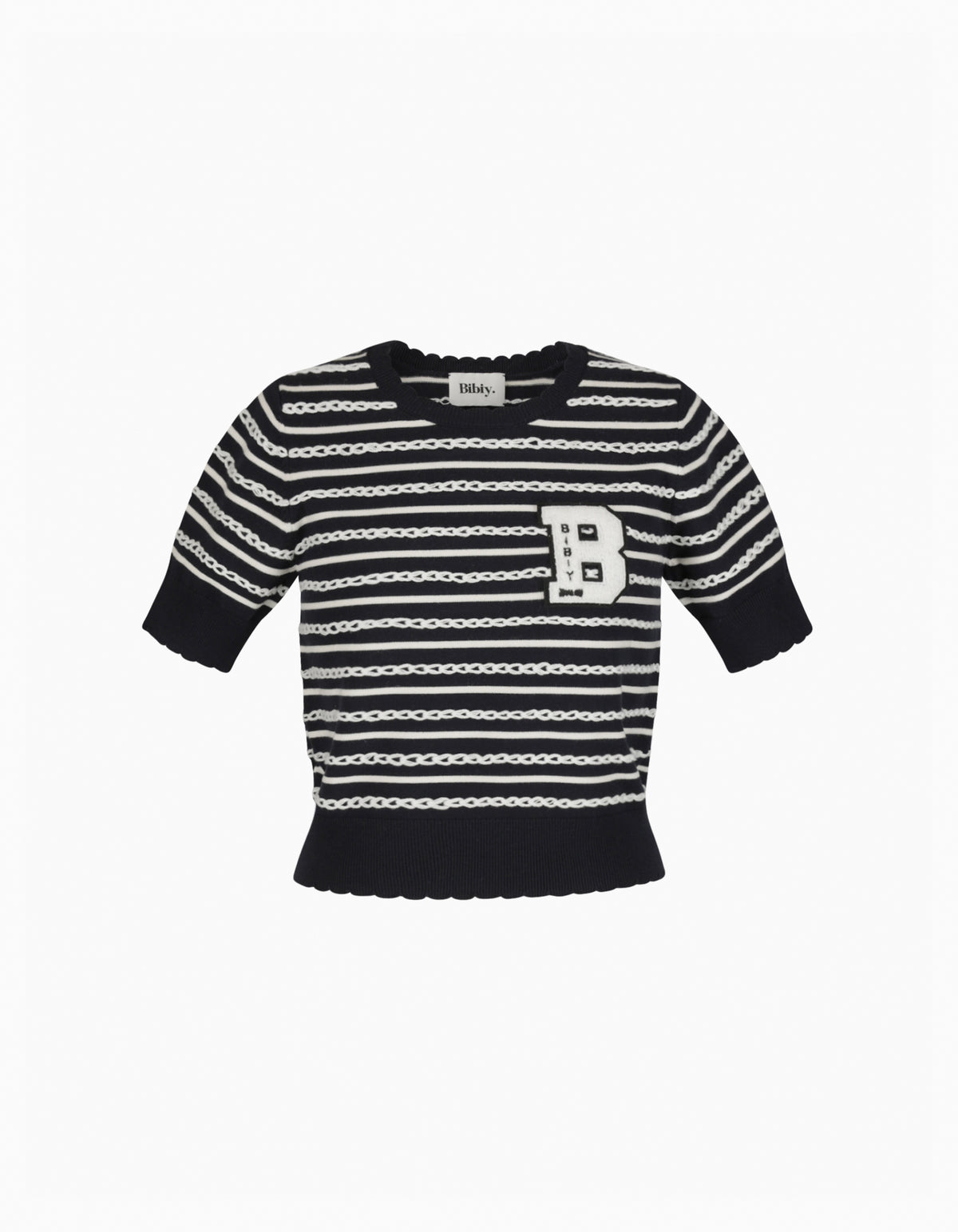 BIBIY. MADE | B. BORDER LOCK KNIT NAVY｜Bibiy