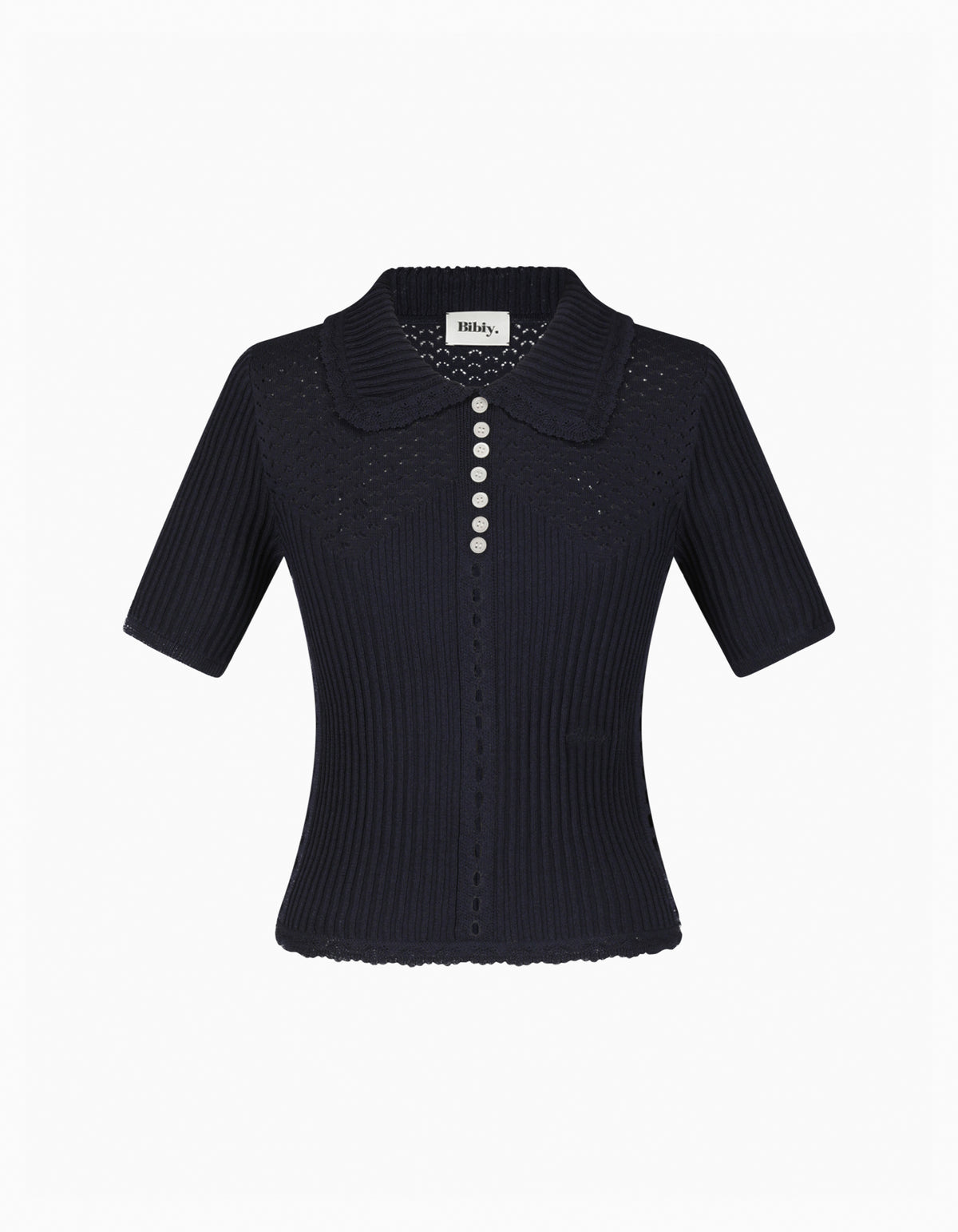 NEW】big collar ribbon tie blouse / black amel bibiy AMOUR COLLAR 
