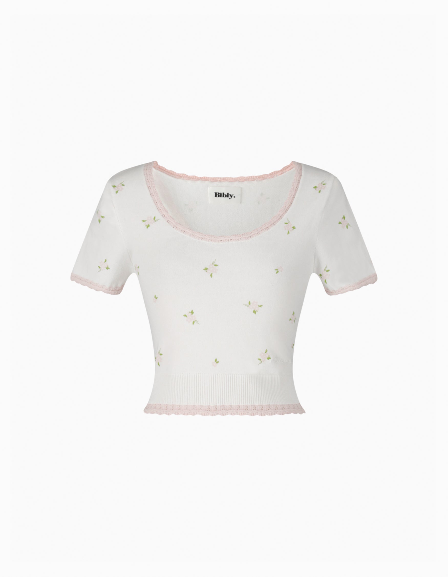 Bibiy. タグ付試着のみ　花柄刺繍 半袖ブラウス Bibiy. タグ付試着のみ 花柄刺繍 半袖ブラウス 【公式通販】