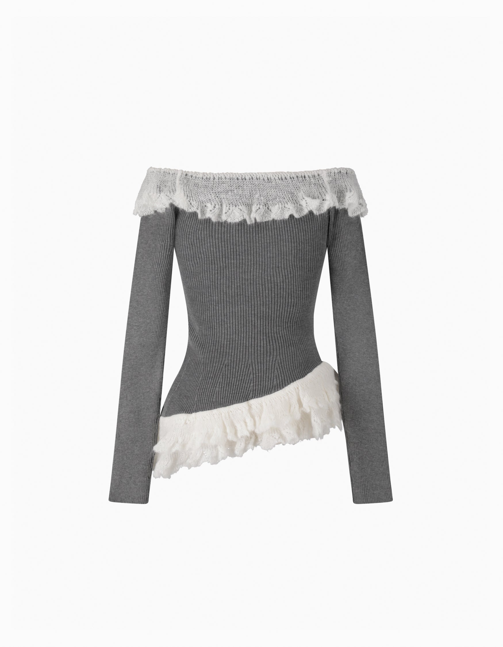 BIBIY. MADE | MUSE FRILL KNIT GRAY｜TOPS｜Bibiy.