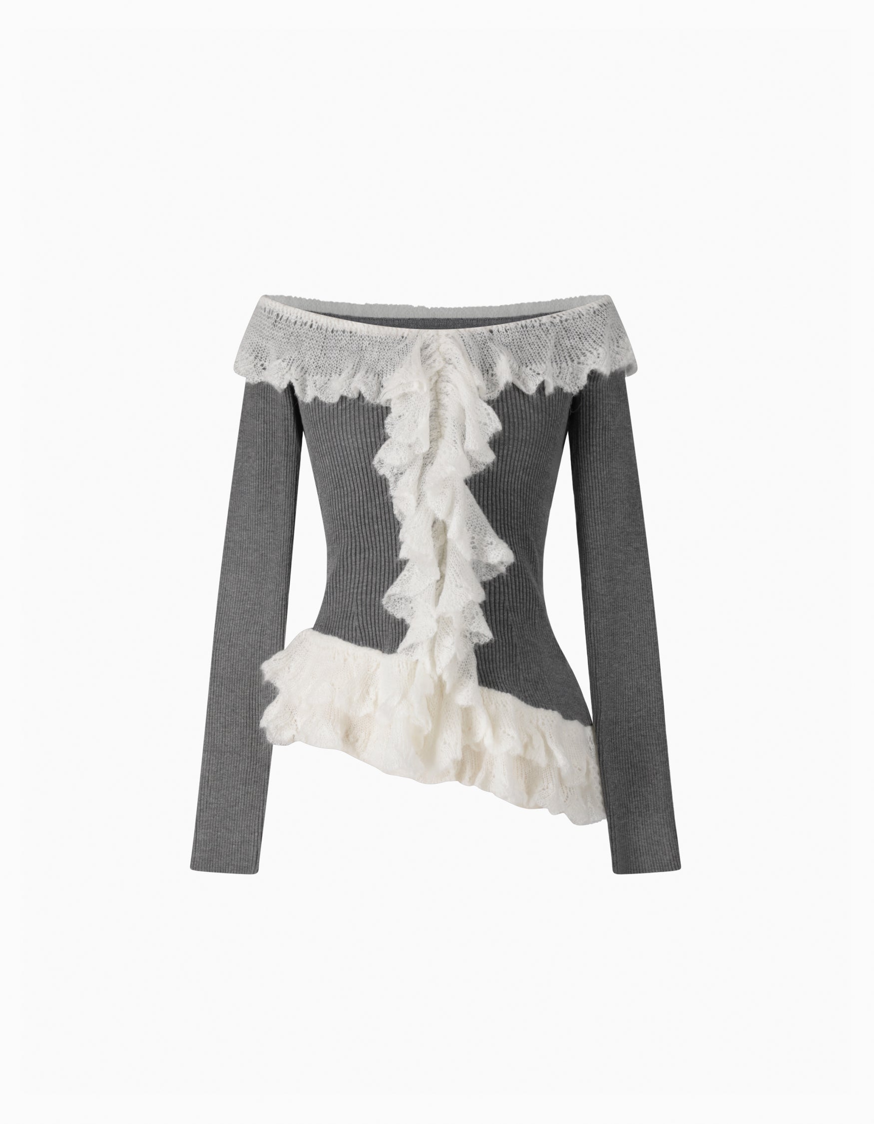 BIBIY. MADE | MUSE FRILL KNIT GRAY｜TOPS｜Bibiy.