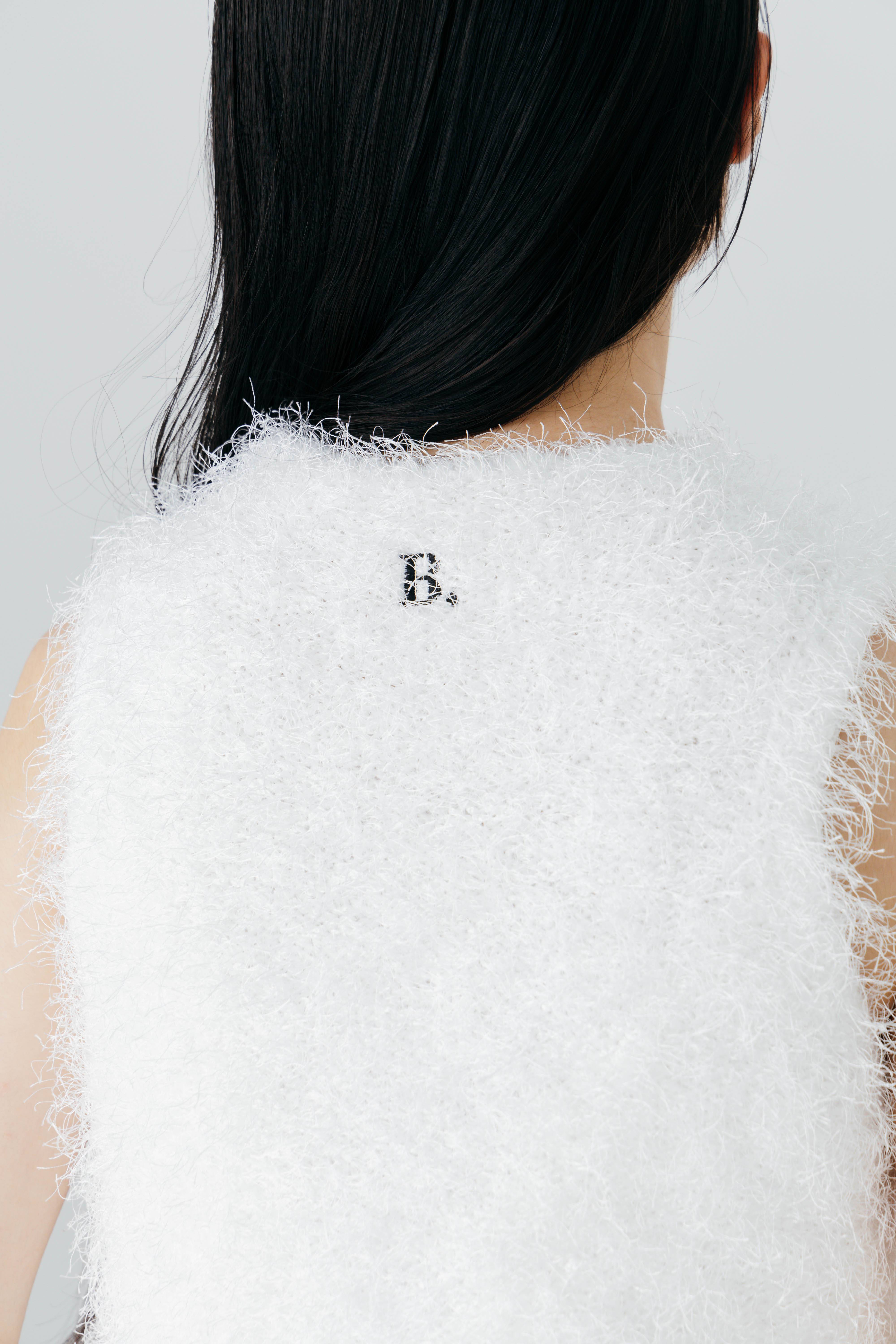 Bibiy. MARGOT KNIT TOP ホワイト シャギーノースリーブ