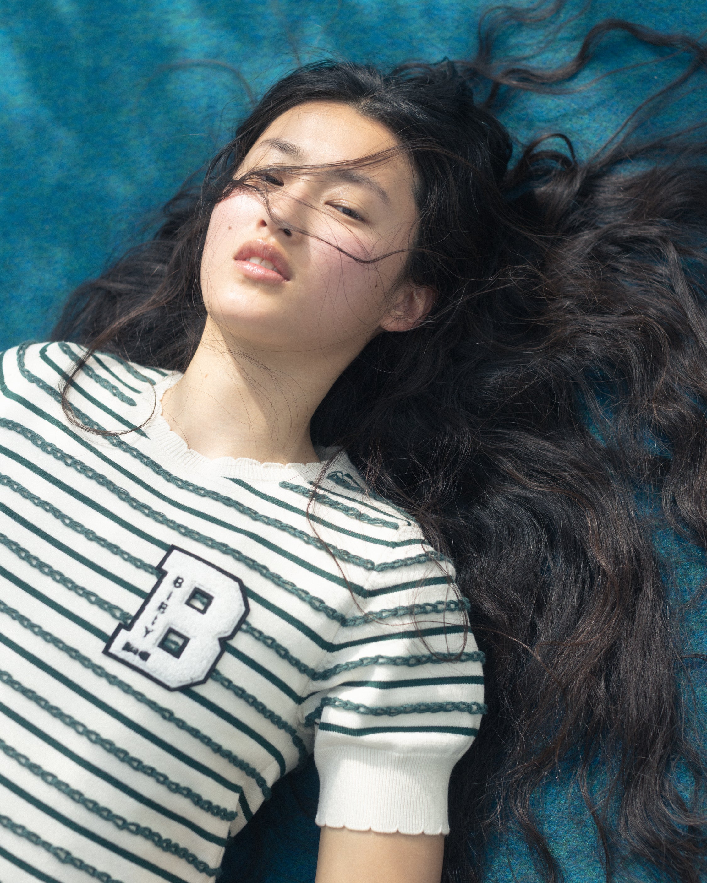 BIBIY. MADE | B. BORDER LOCK KNIT GREEN｜Bibiy.