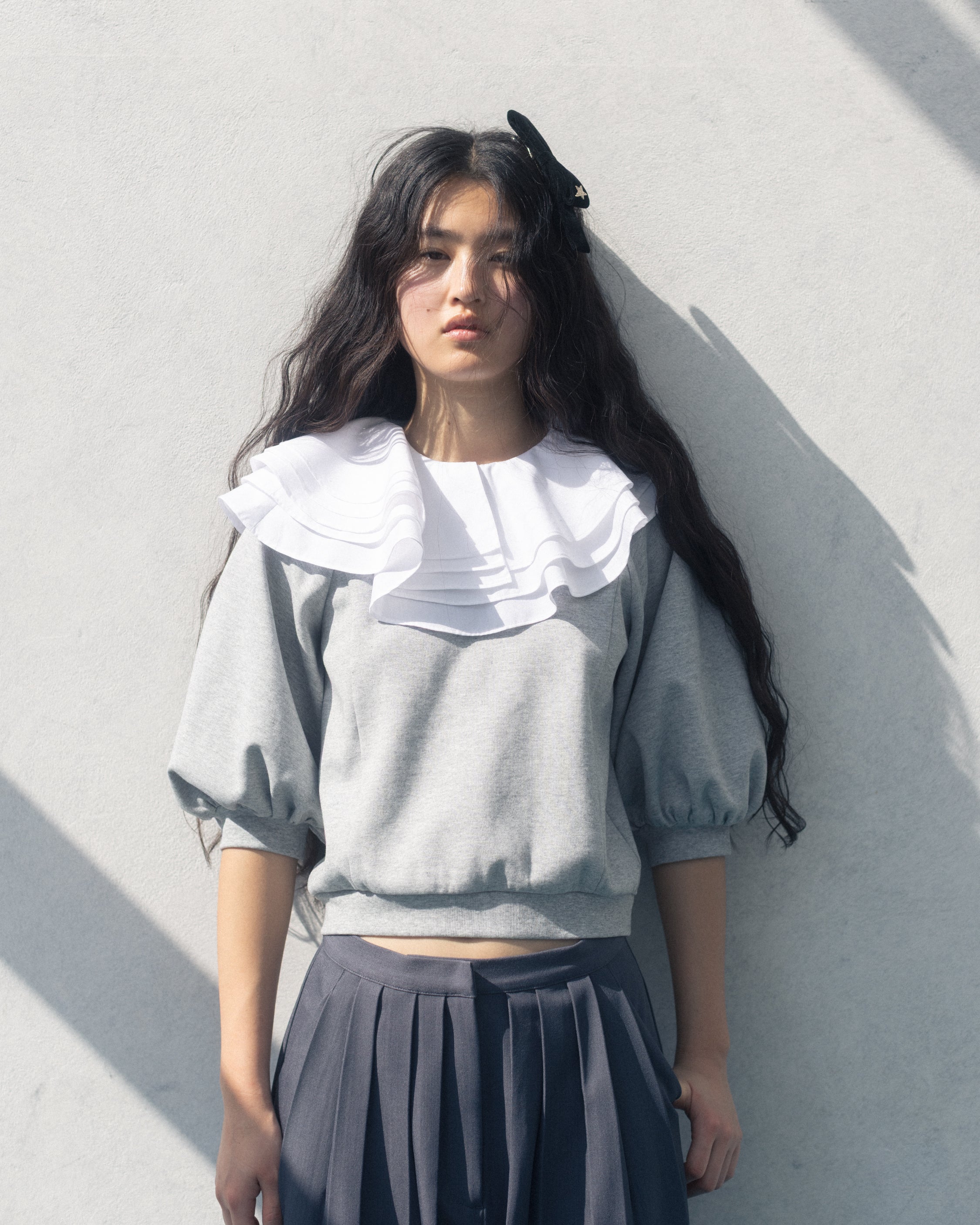 トップス bibiy PEONY COLLAR TOP BIBIY. MADE | PEONY COLLAT TOP GRAY｜Bibiy.