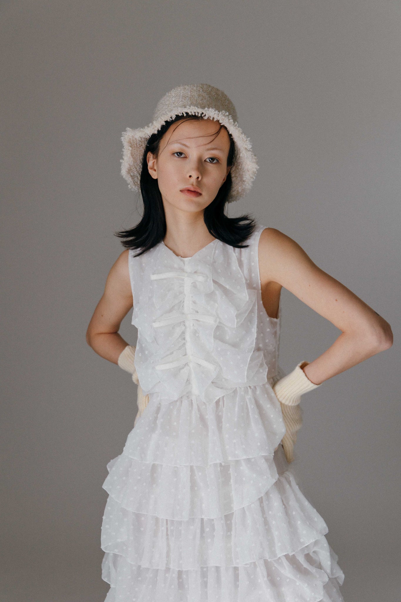 SARA RUFFLED MIDI  DRESS