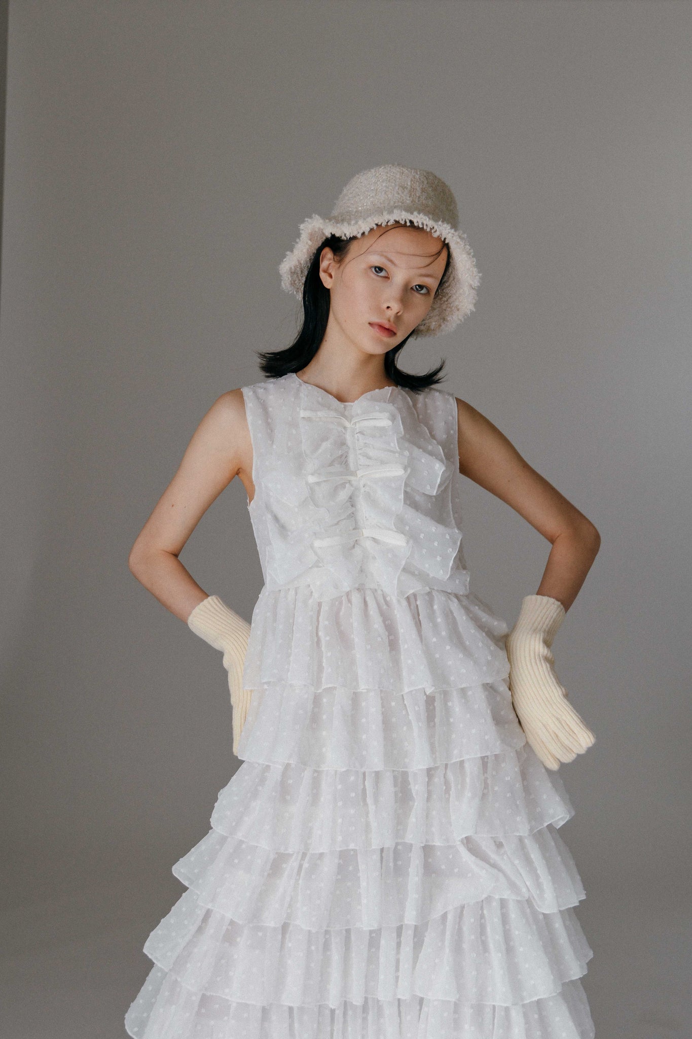 SARA RUFFLED MIDI  DRESS