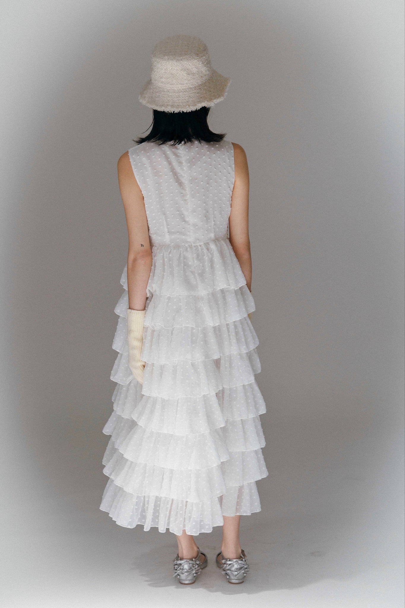 SARA RUFFLED MIDI  DRESS
